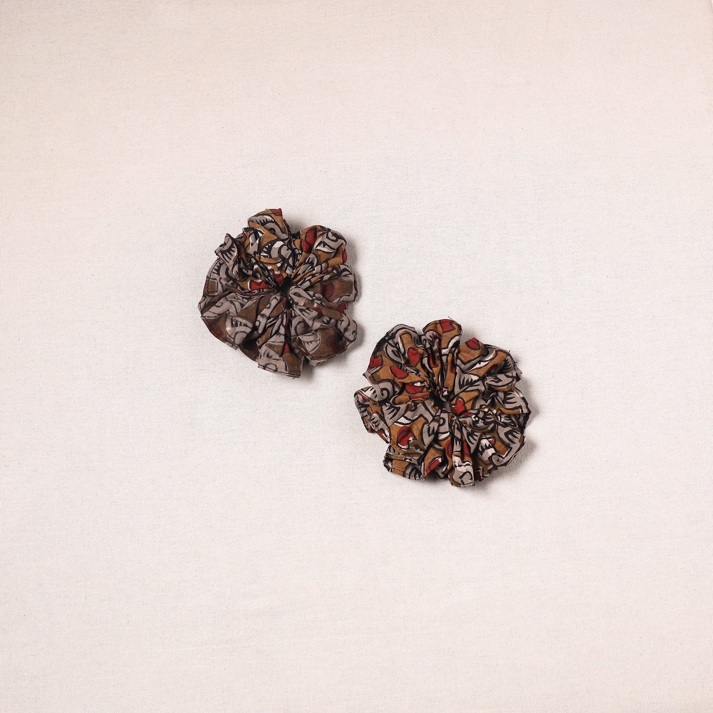 Brown - handmade cotton rubber bands/scrunchies (set of 2)