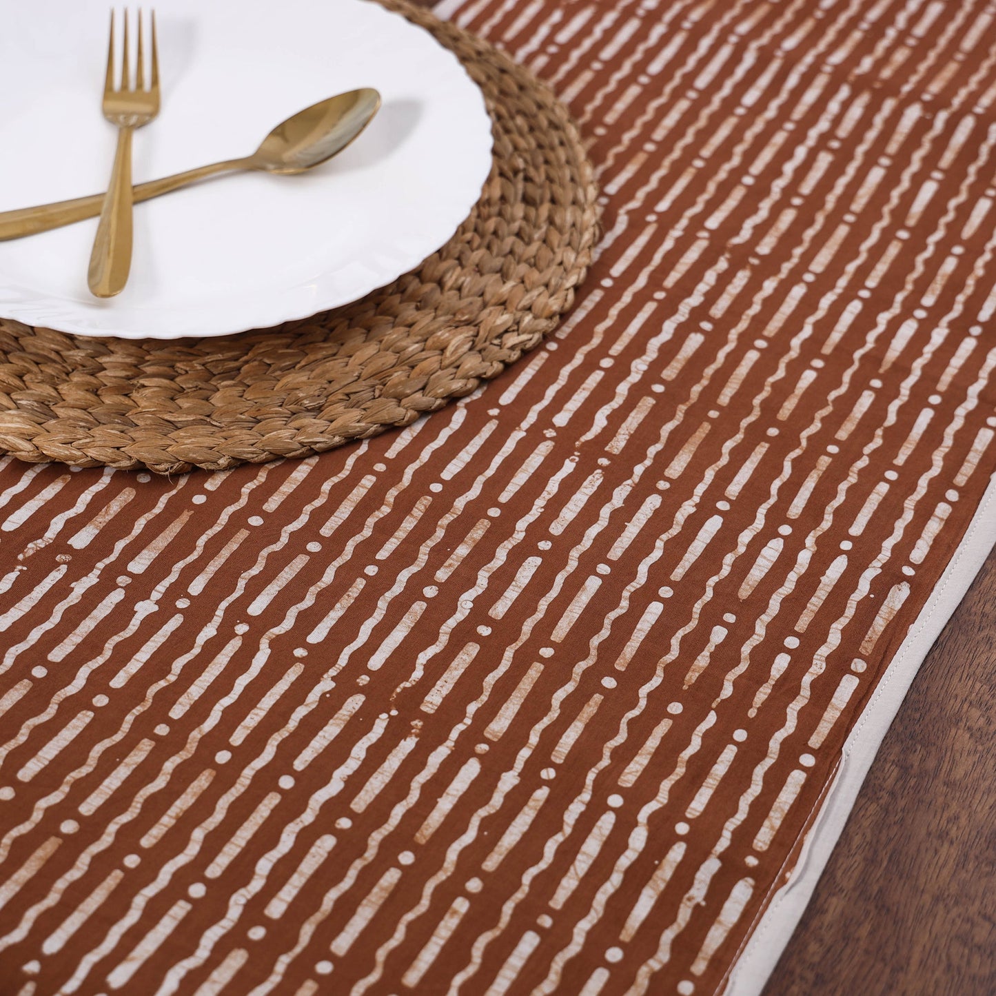 Brown Handmade Cotton Table Runner