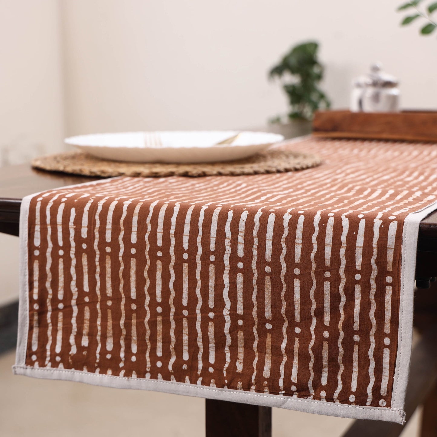 Brown Handmade Cotton Table Runner