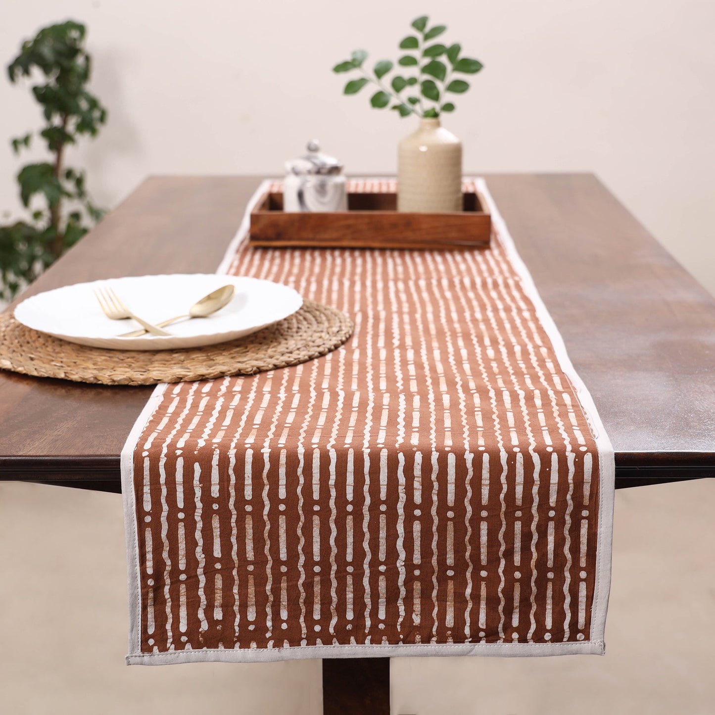 Brown Handmade Cotton Table Runner