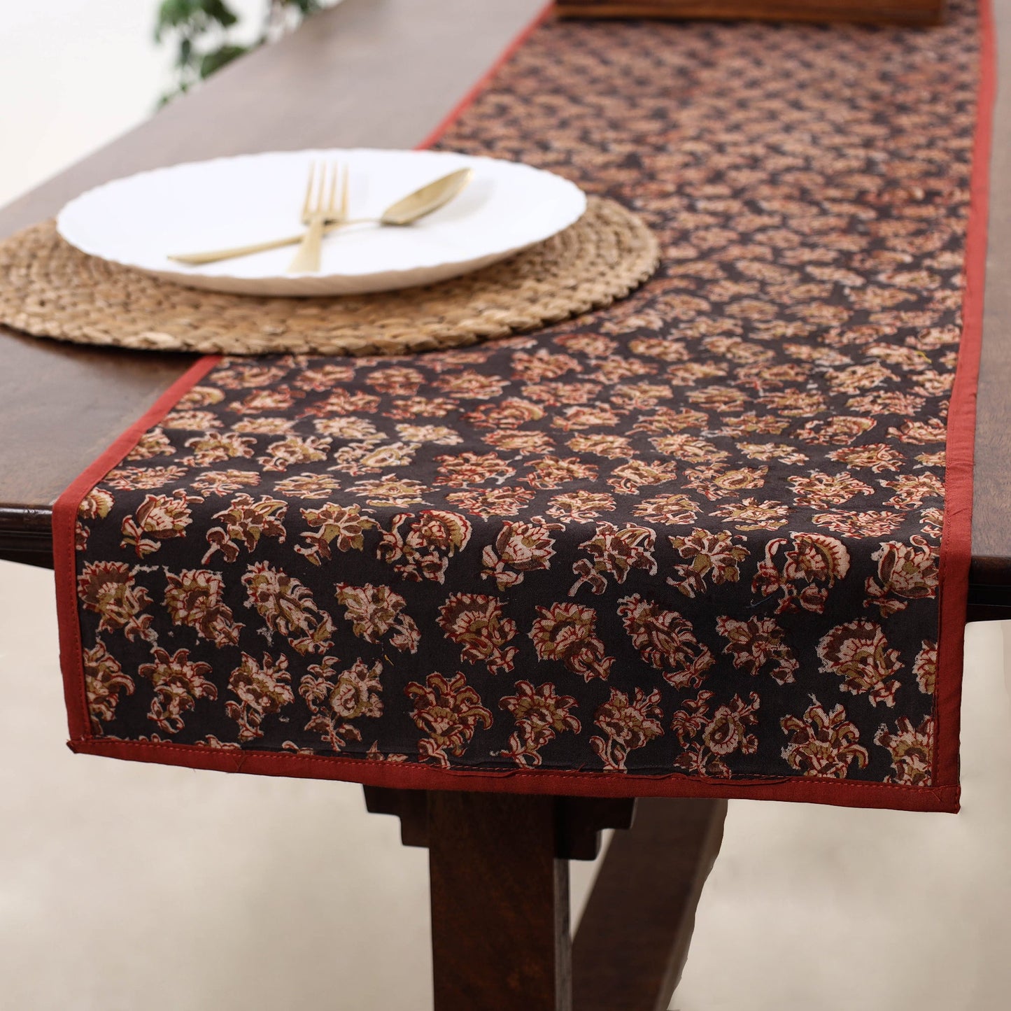 Brown Handmade Cotton Table Runner