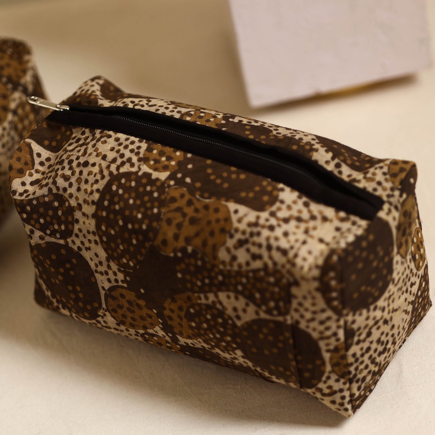 Brown Handmade Cotton Toiletry Bags (Set of 3)