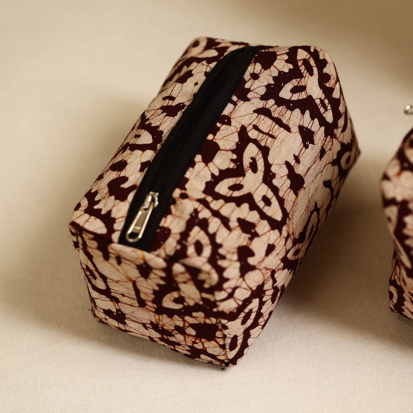 Brown Handmade Cotton Toiletry Bags (Set of 3)
