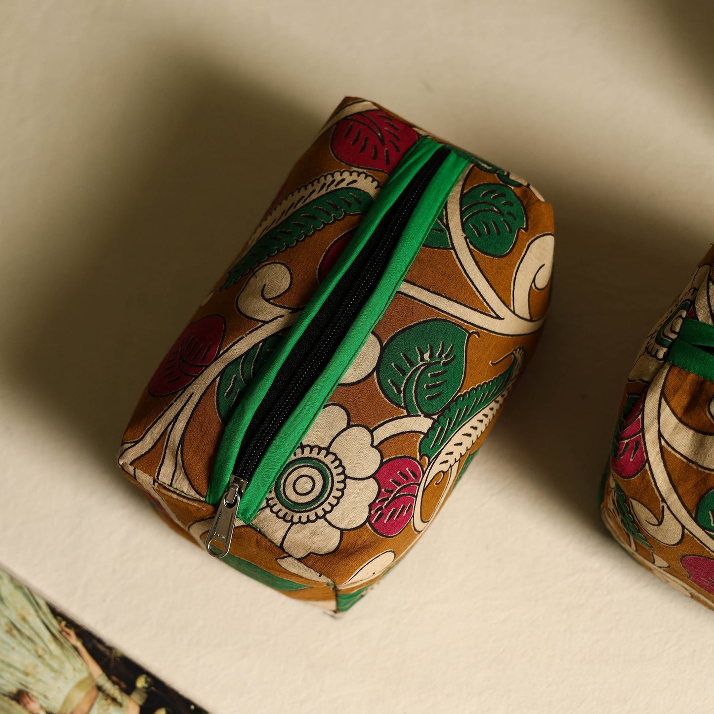 Brown Handmade Cotton Toiletry Bags (Set of 3)