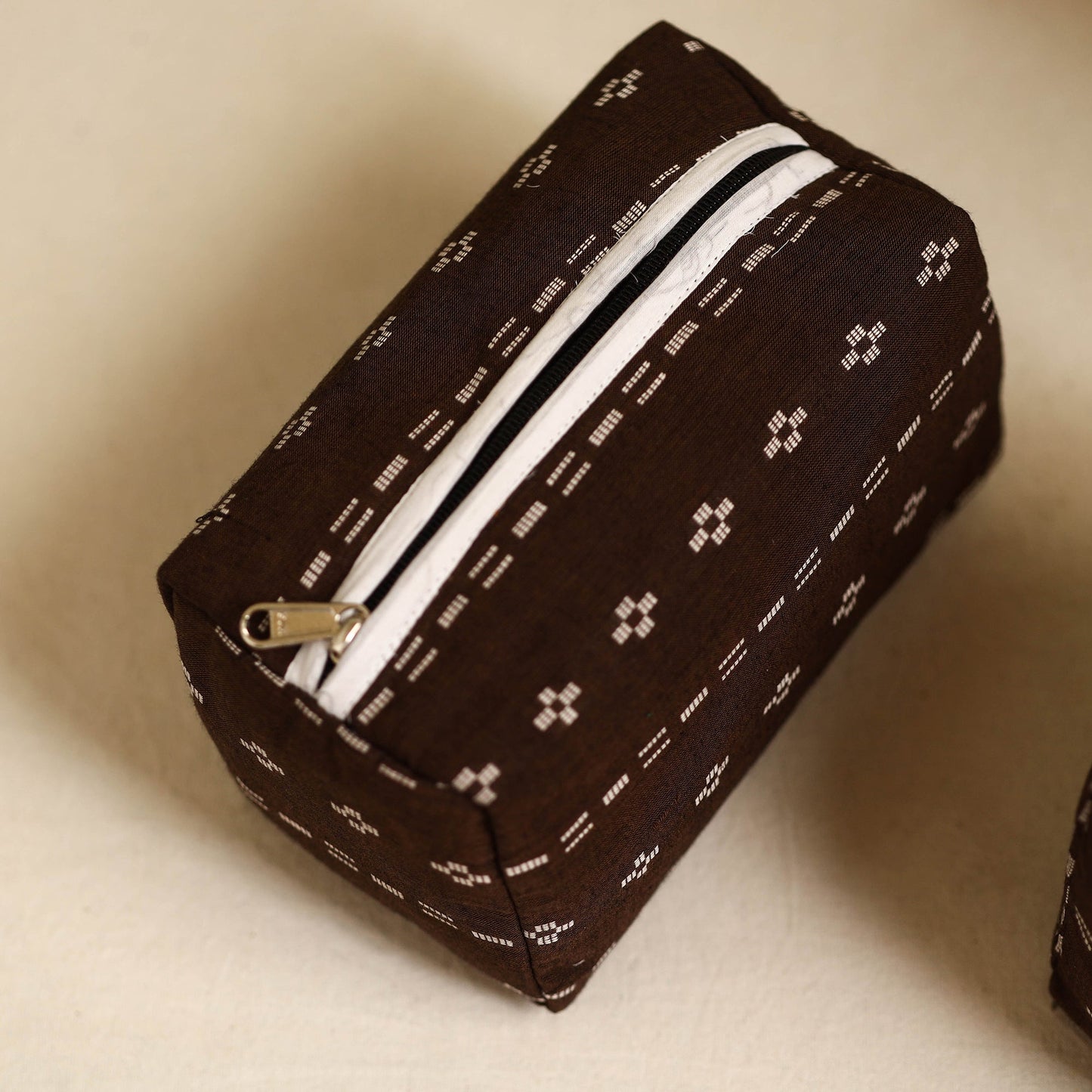 Brown Handmade Cotton Toiletry Bags (Set of 3)