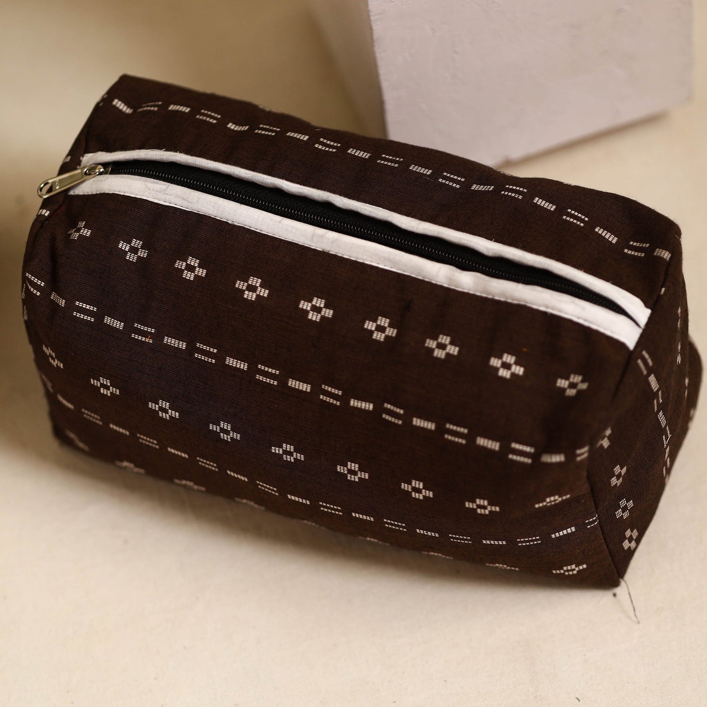 Brown Handmade Cotton Toiletry Bags (Set of 3)