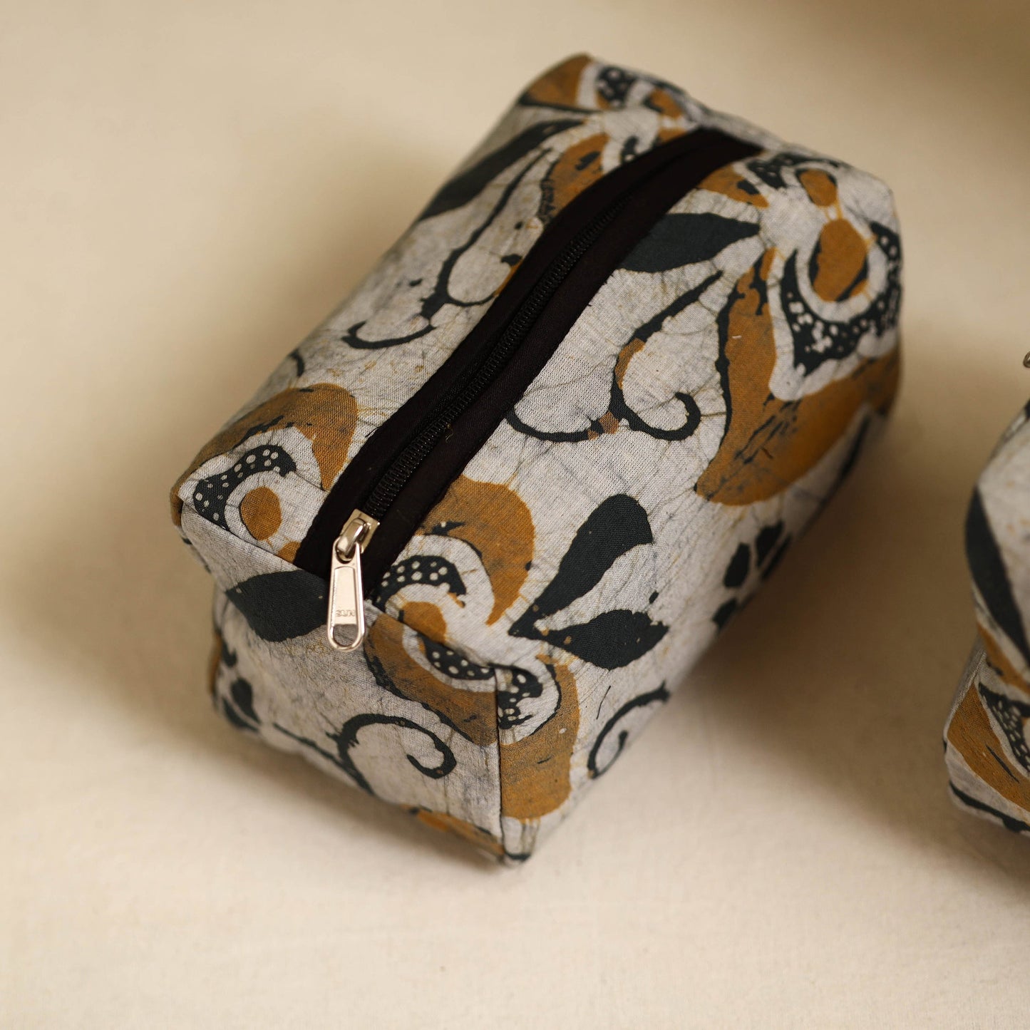 Brown Handmade Cotton Toiletry Bags (Set of 3)