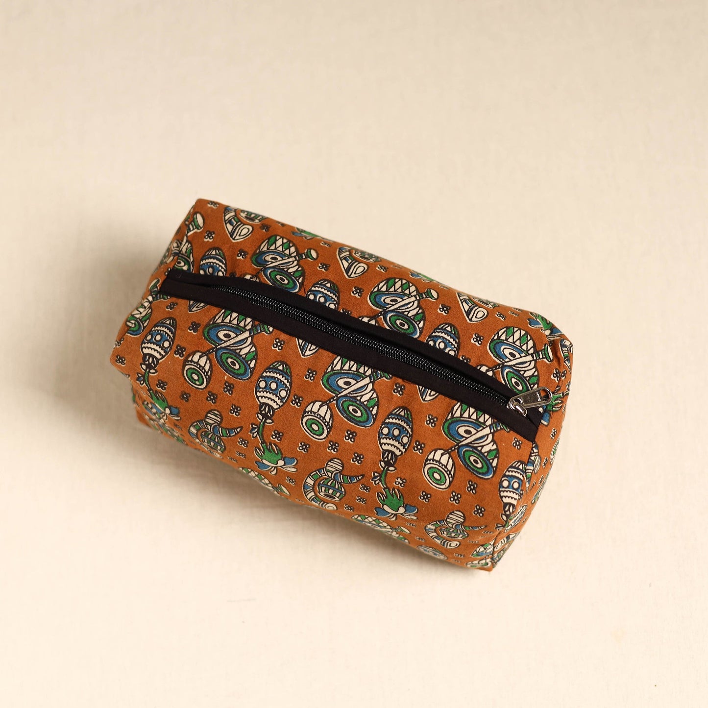 Brown Handmade Cotton Toiletry Pouch