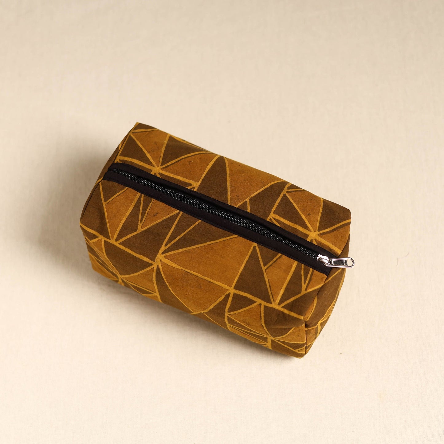 Brown Handmade Cotton Toiletry Pouch