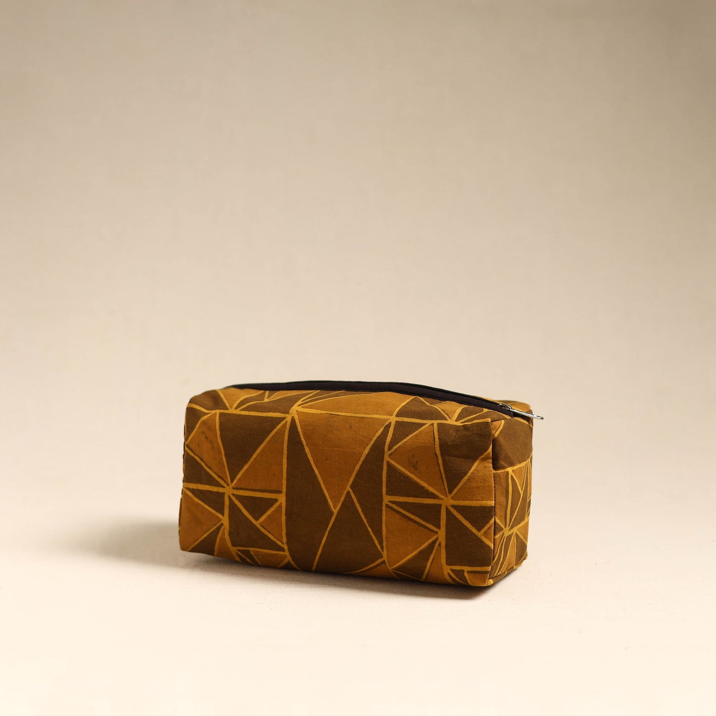 Brown Handmade Cotton Toiletry Pouch