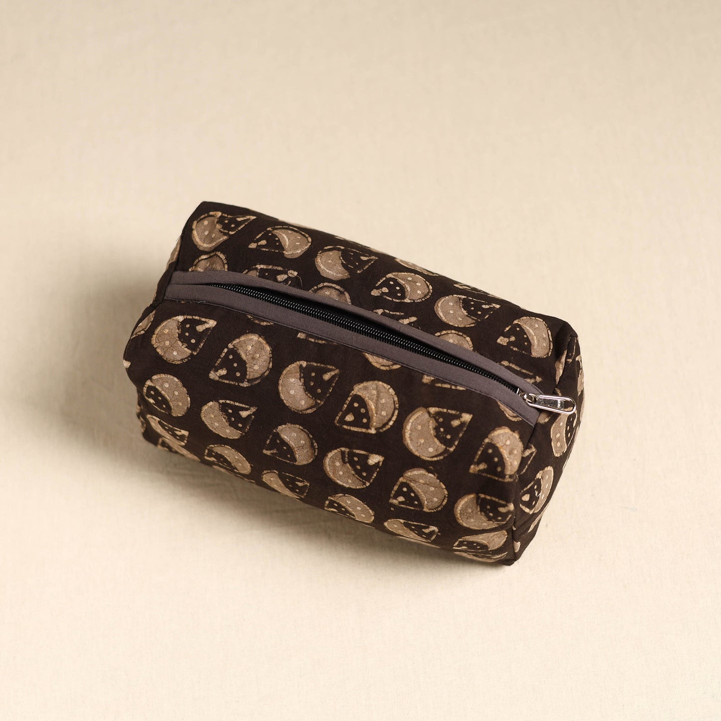 Brown Handmade Cotton Toiletry Pouch