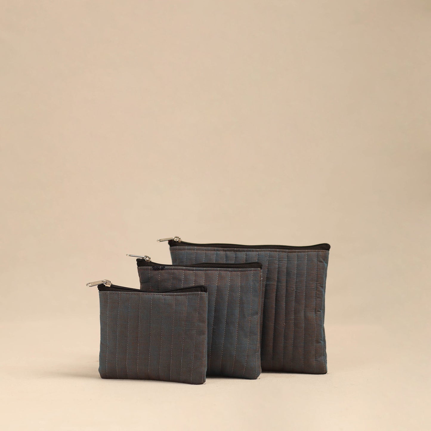 Brown - handmade cotton utility pouches (set of 3) 24