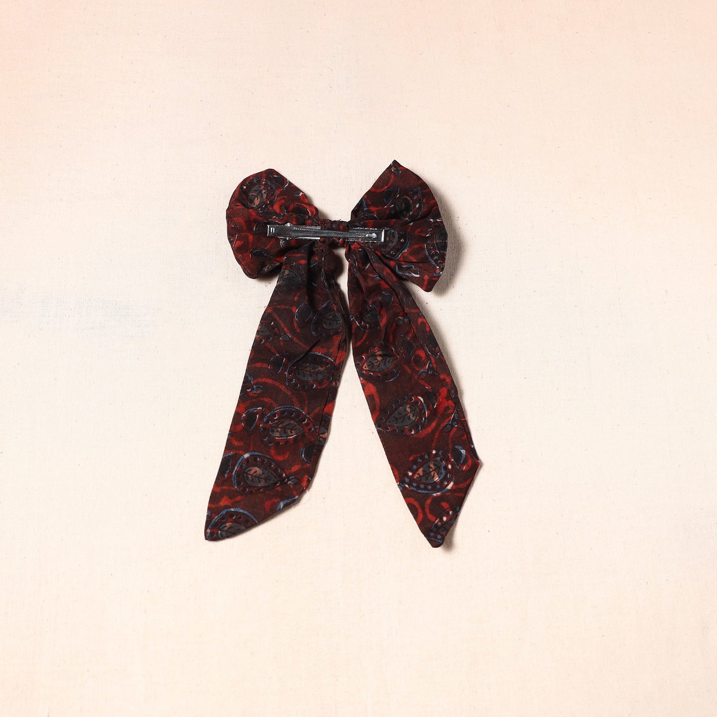 Brown - handmade fabric bow hair clip 39 - handcrafted
