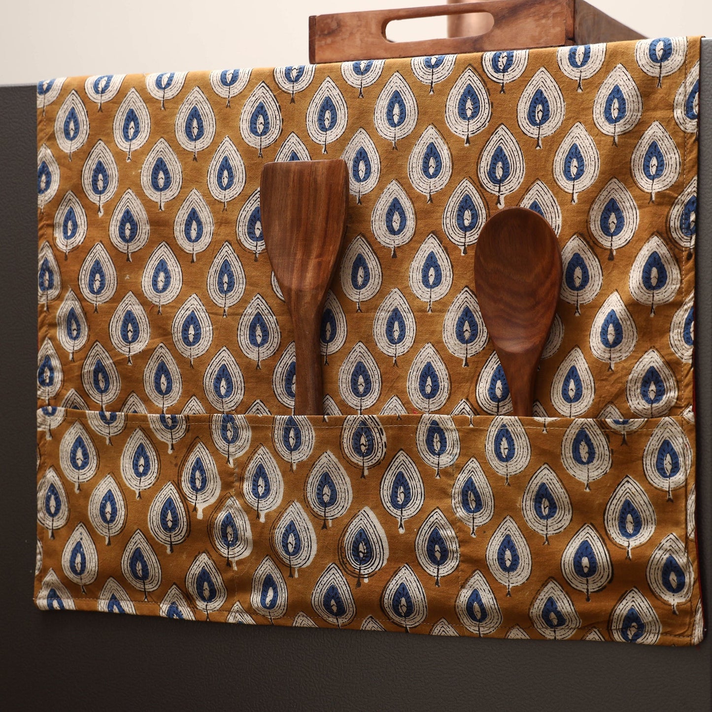 Handmade fridge top cover with multiple pockets 07