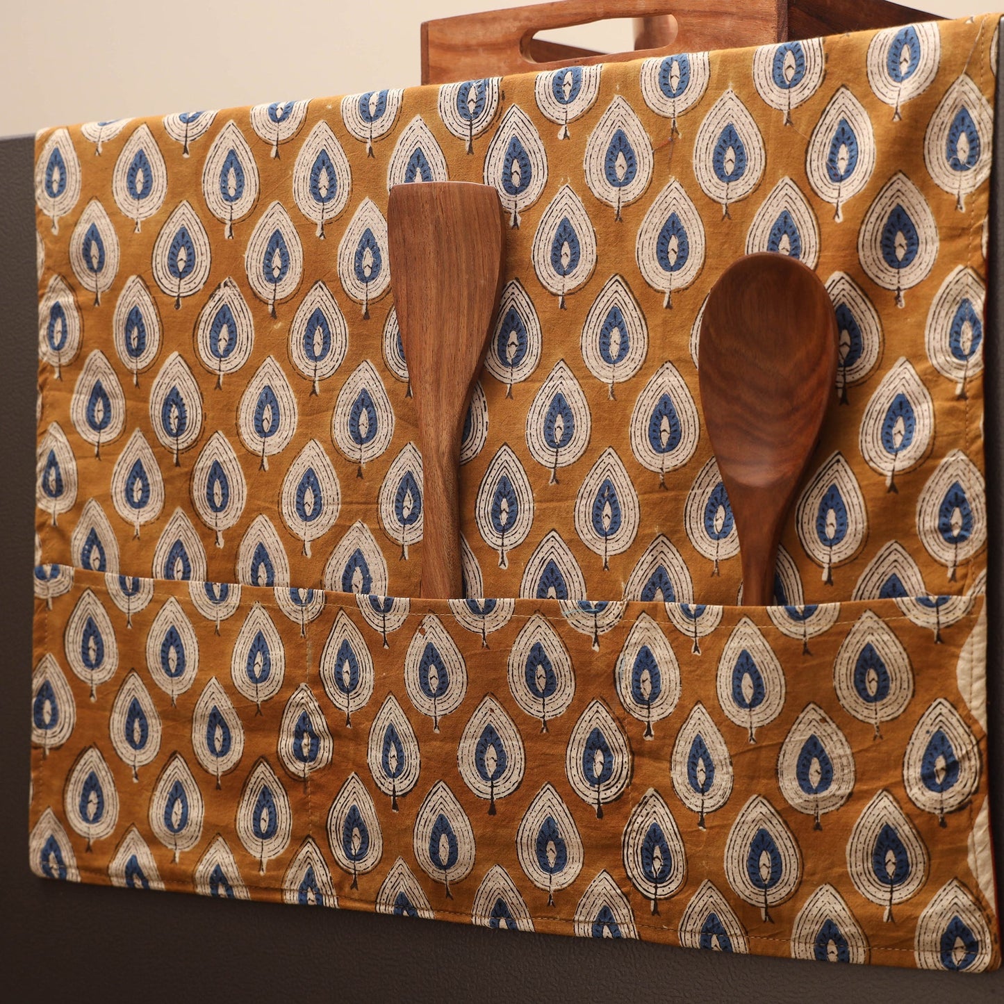 Handmade fridge top cover with multiple pockets 44