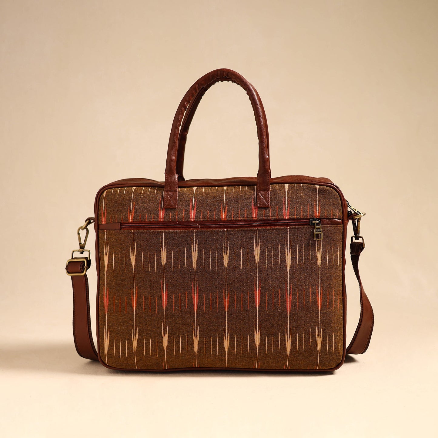 Brown Handmade Pochampally Ikat Laptop Bag