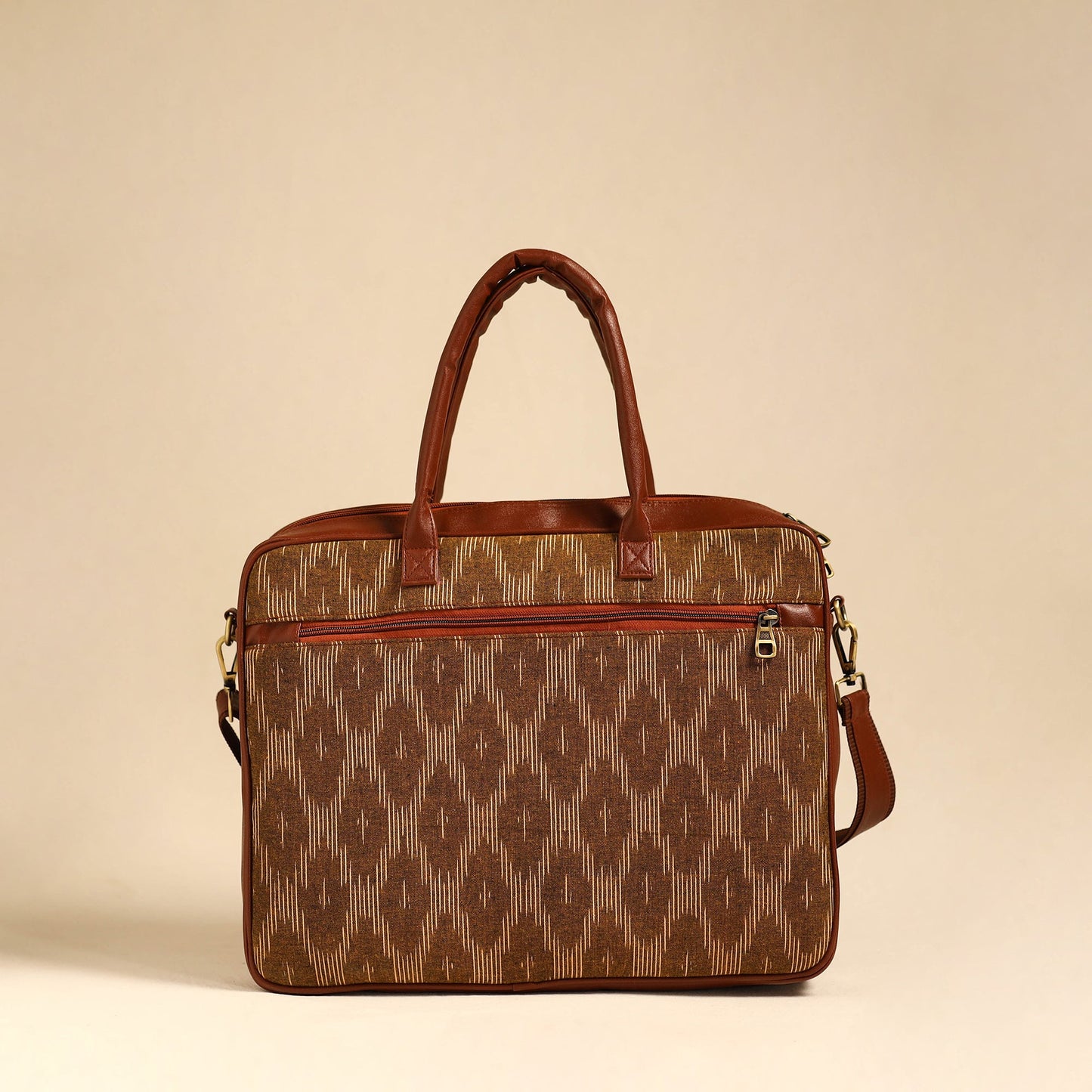 Brown Handmade Pochampally Ikat Laptop Bag
