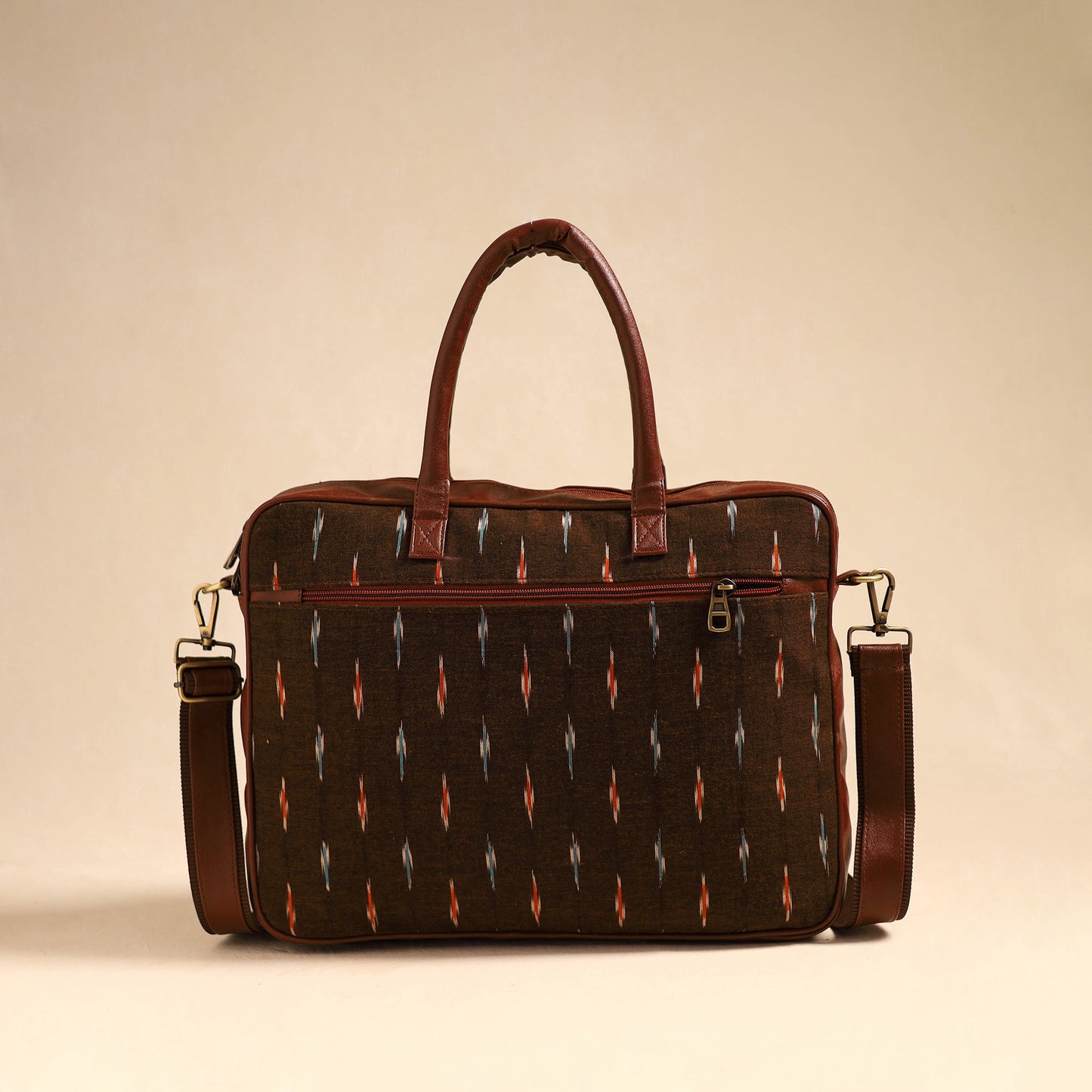 Brown Handmade Pochampally Ikat Laptop Bag