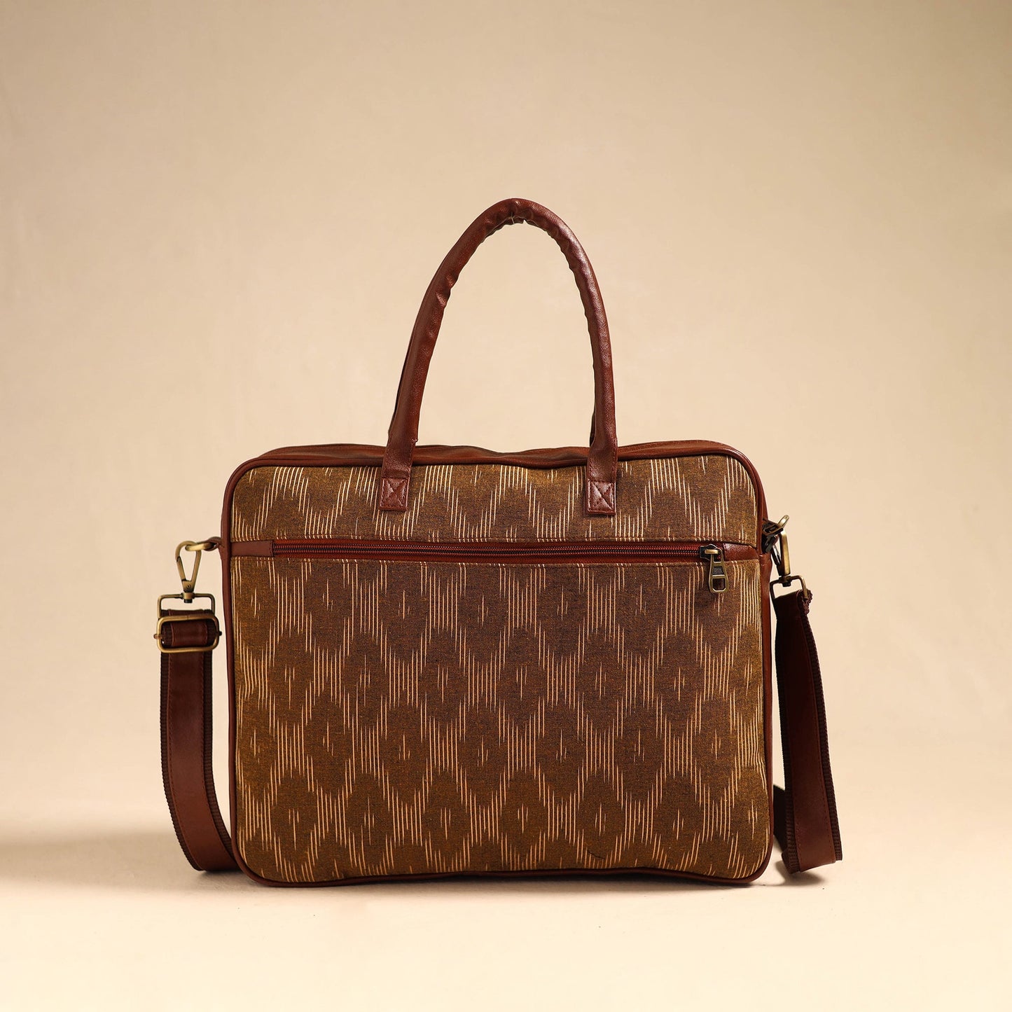 Brown Handmade Pochampally Ikat Laptop Bag