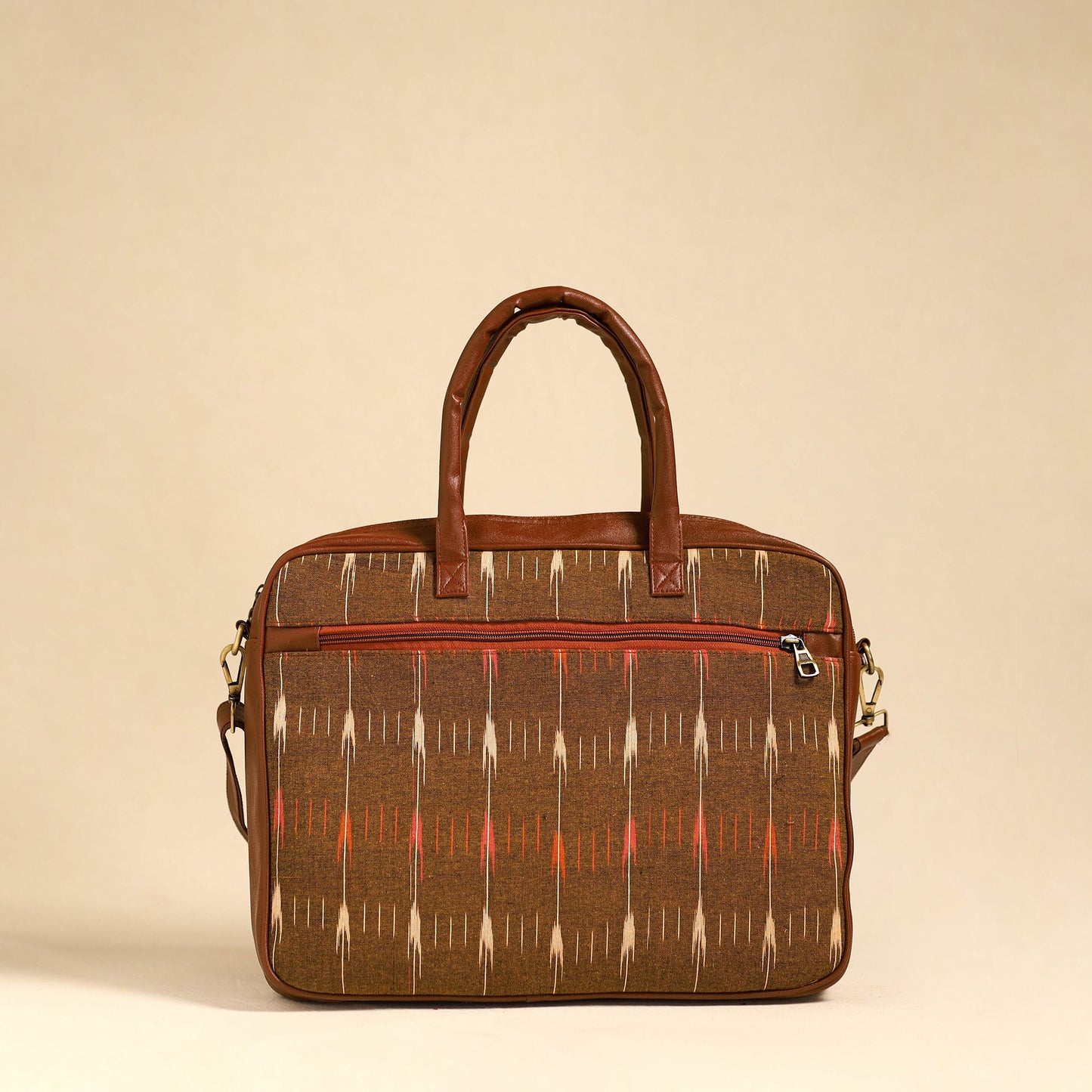 Brown Handmade Pochampally Ikat Laptop Bag