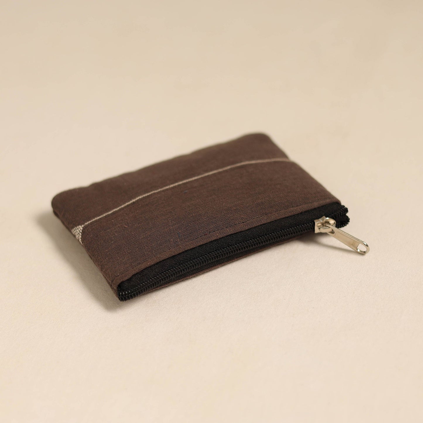 Brown Handmade Quilted Cotton Coin Pouch Online in India