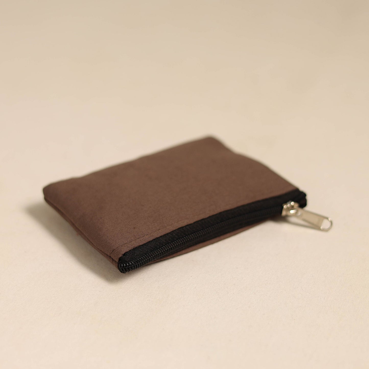Brown Handmade Quilted Cotton Coin Pouch