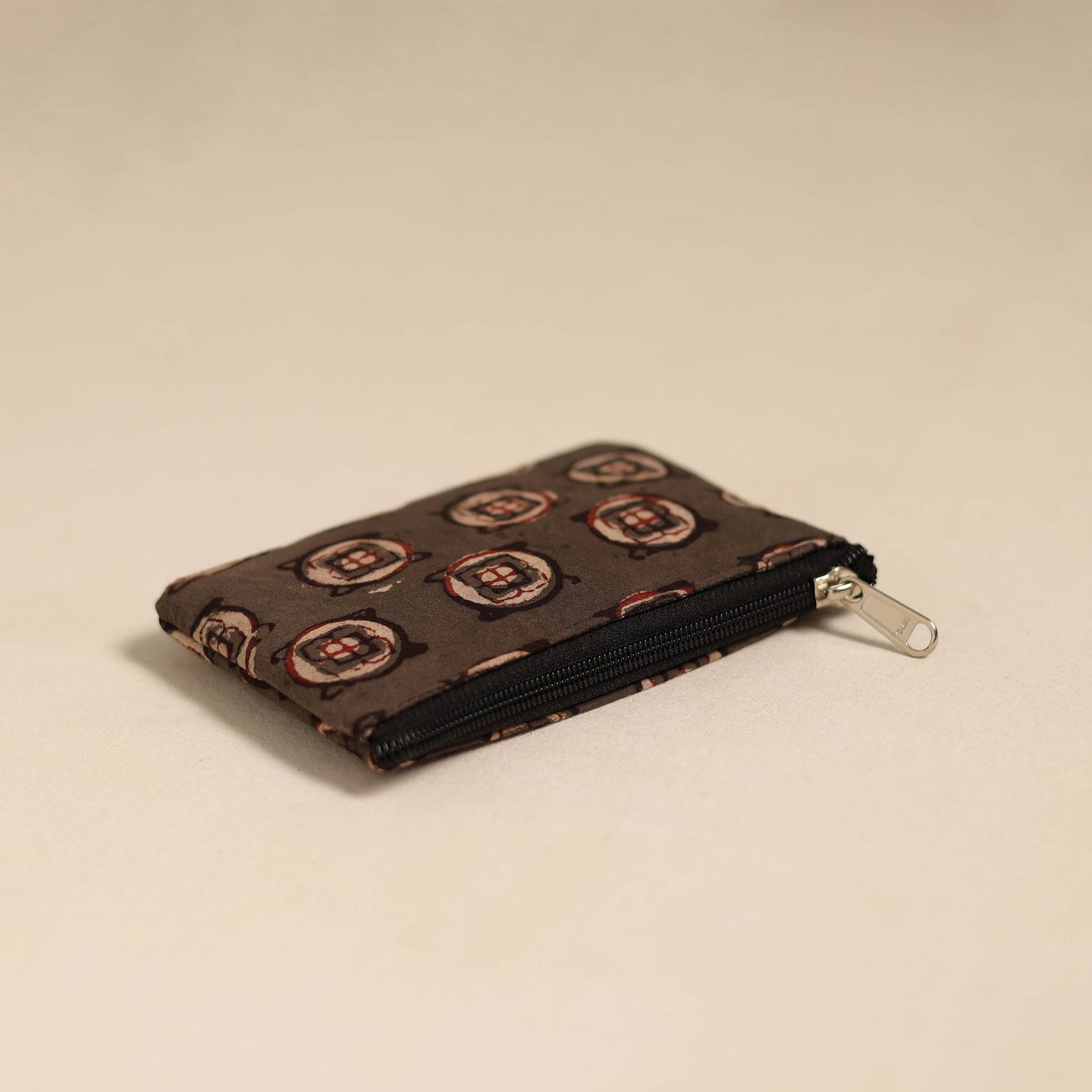 Brown Handmade Quilted Cotton Coin Pouch Online in India