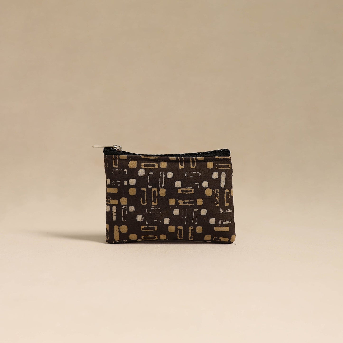 Brown Handmade Quilted Cotton Coin Pouch Online in India