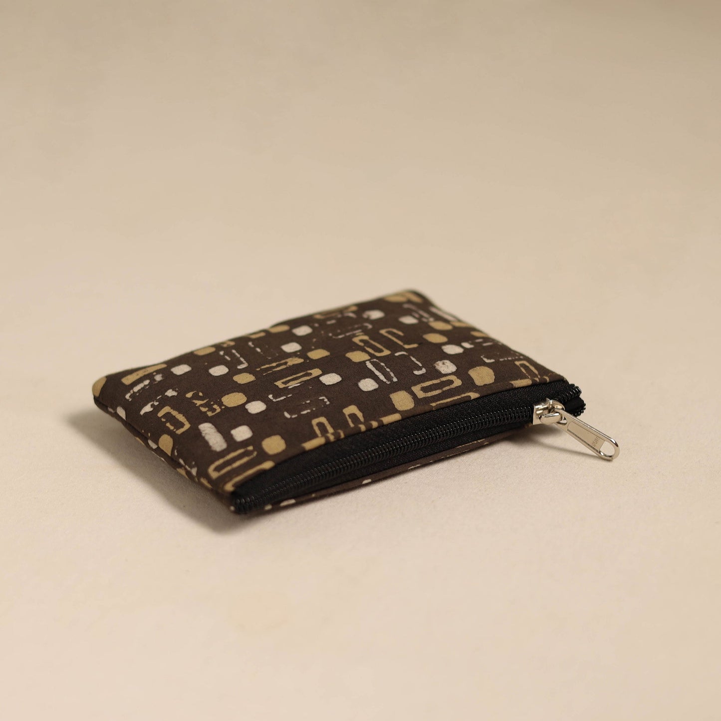 Brown Handmade Quilted Cotton Coin Pouch Online in India