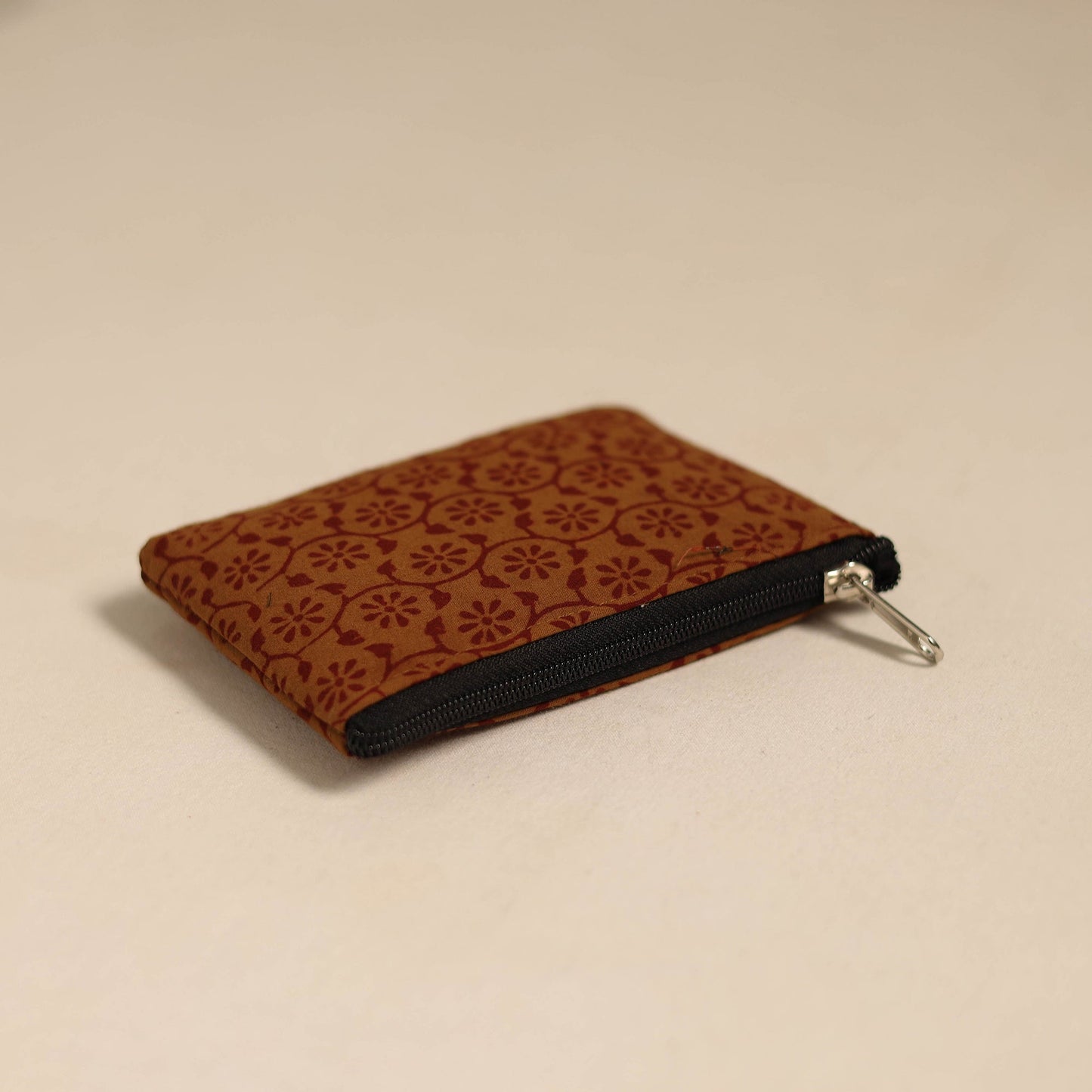 Brown Handmade Quilted Cotton Coin Pouch
