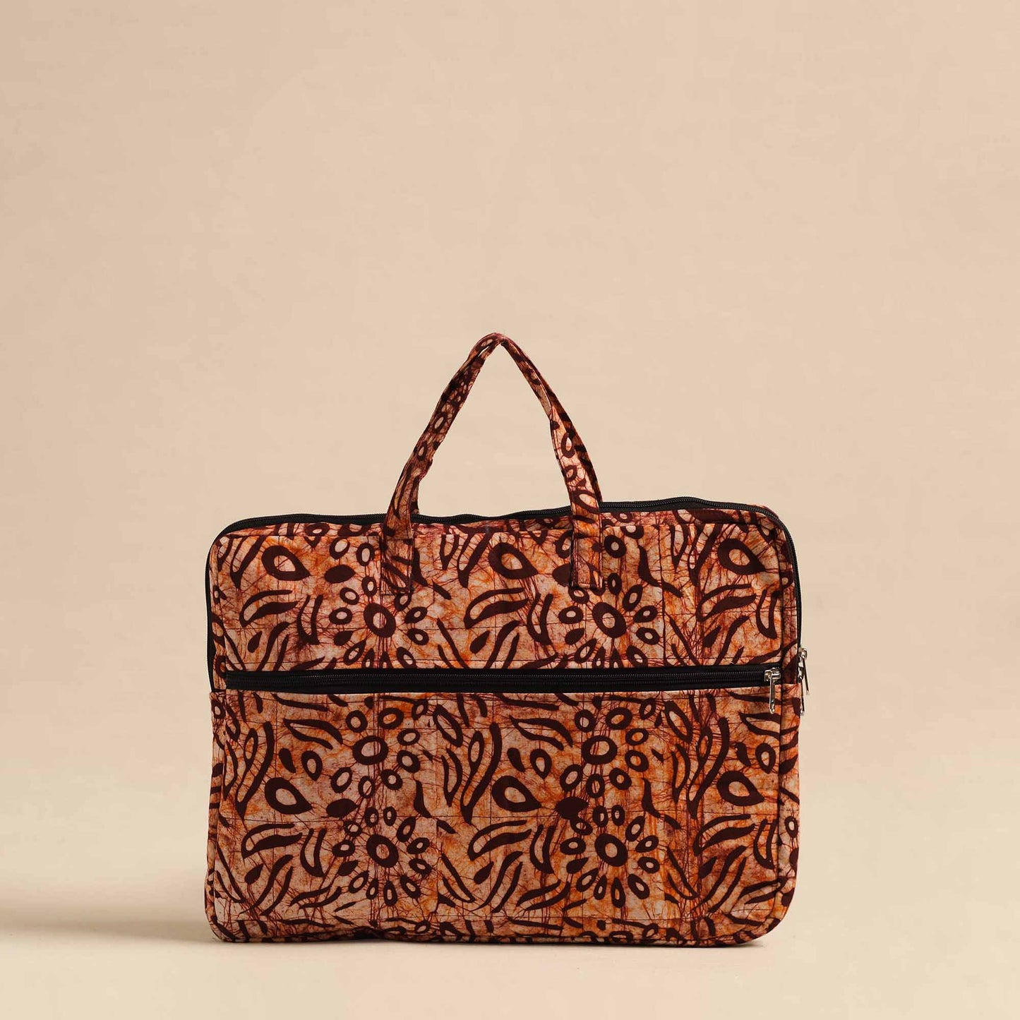 Brown Handmade Quilted Cotton Laptop Bag
