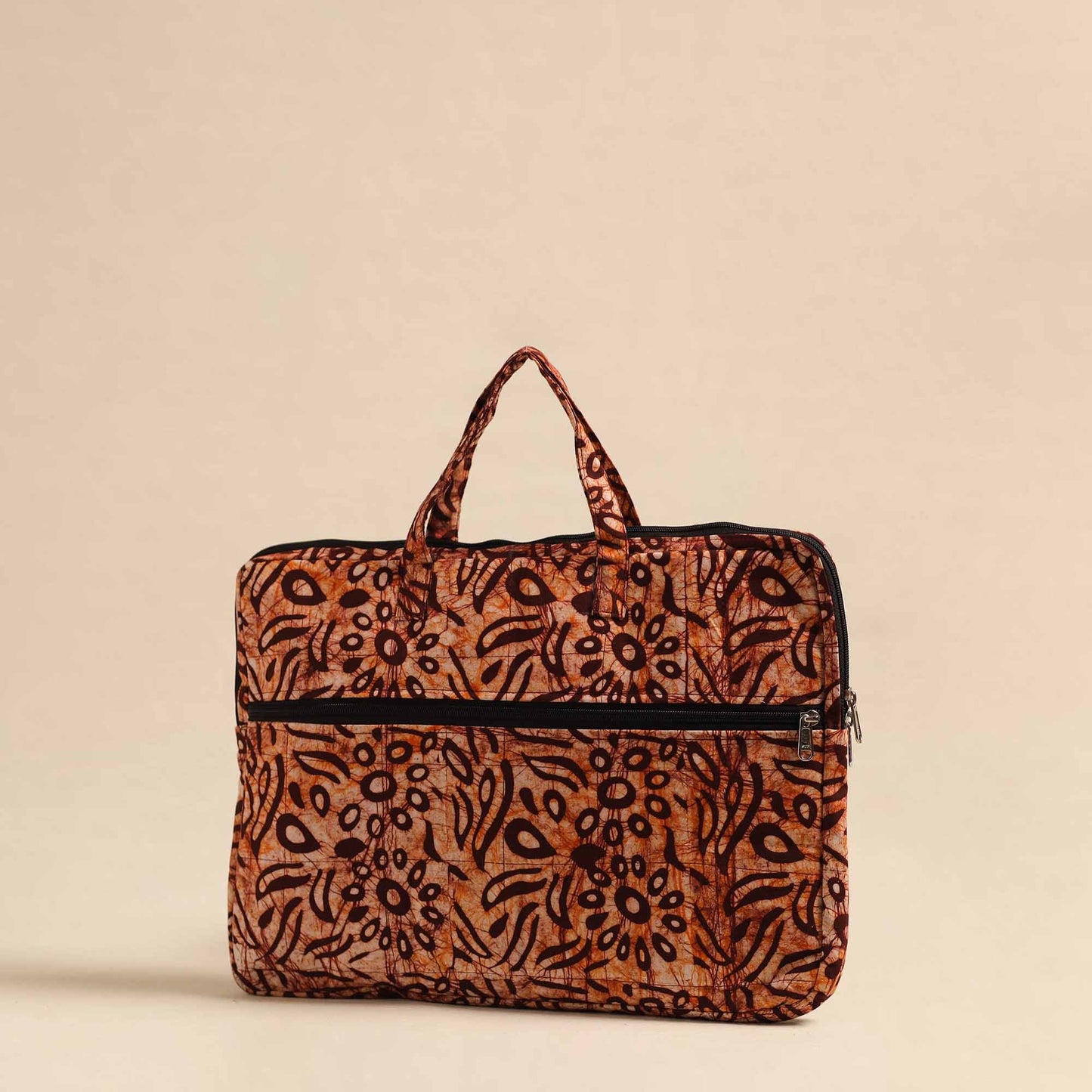Brown Handmade Quilted Cotton Laptop Bag