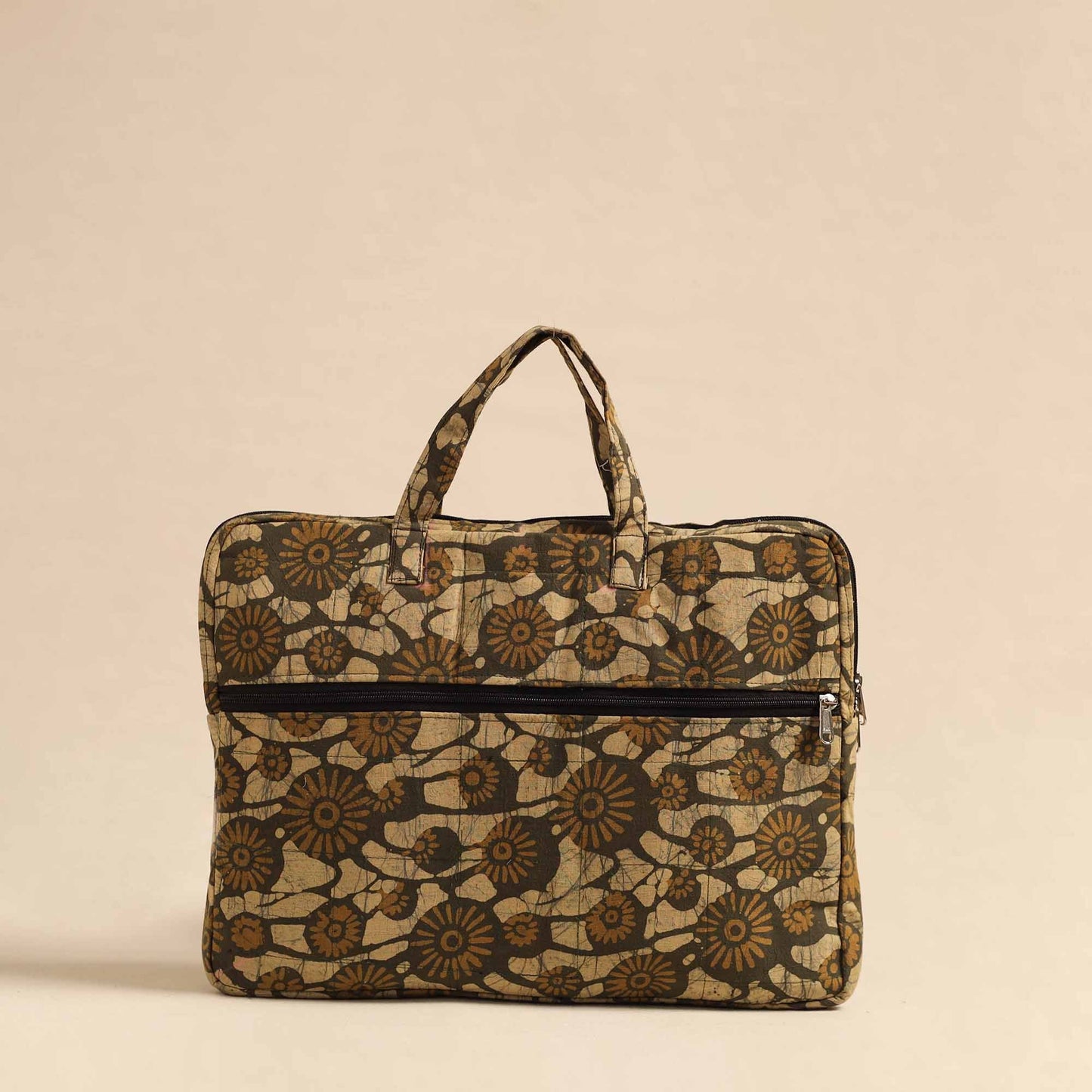 Brown Handmade Quilted Cotton Laptop Bag