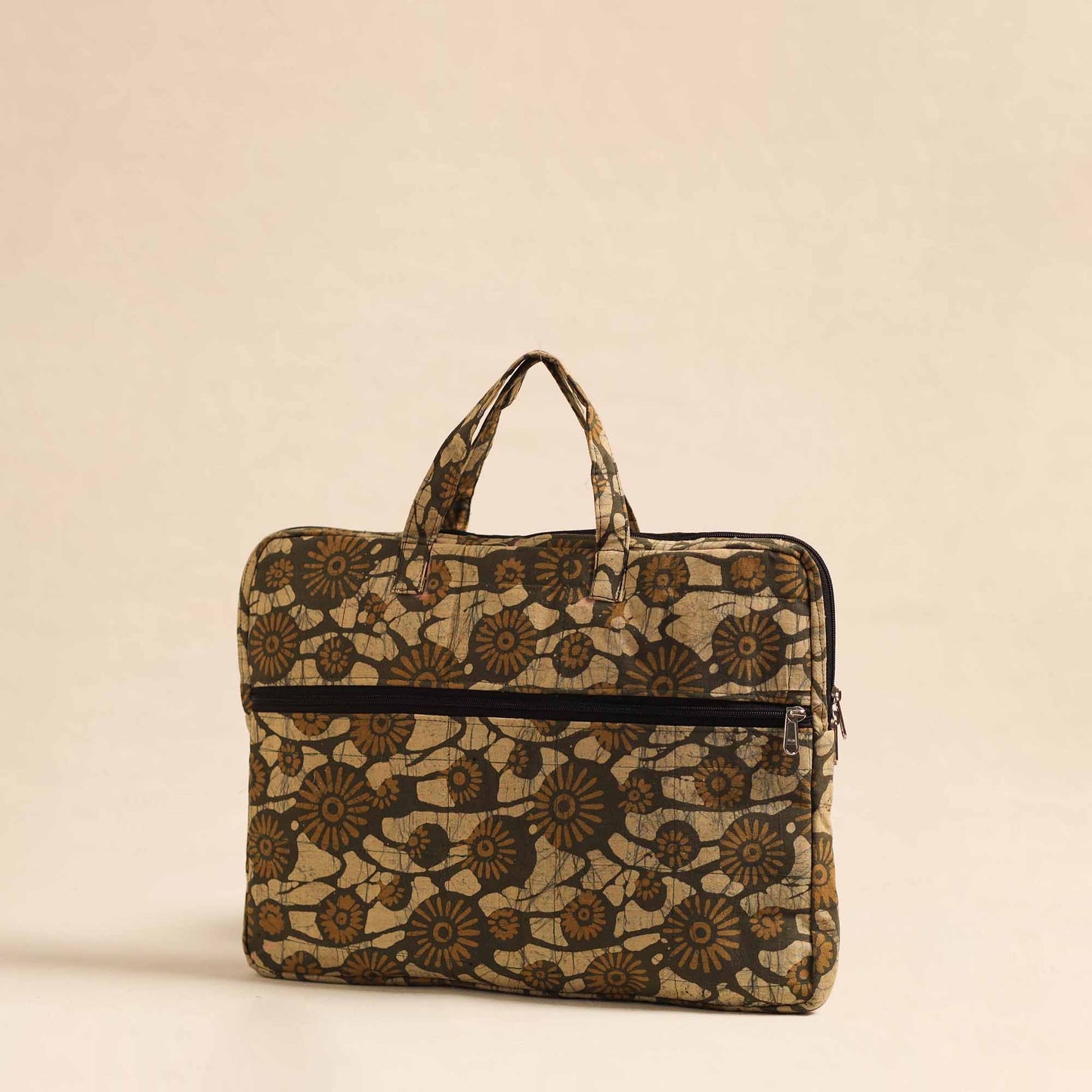 Brown Handmade Quilted Cotton Laptop Bag