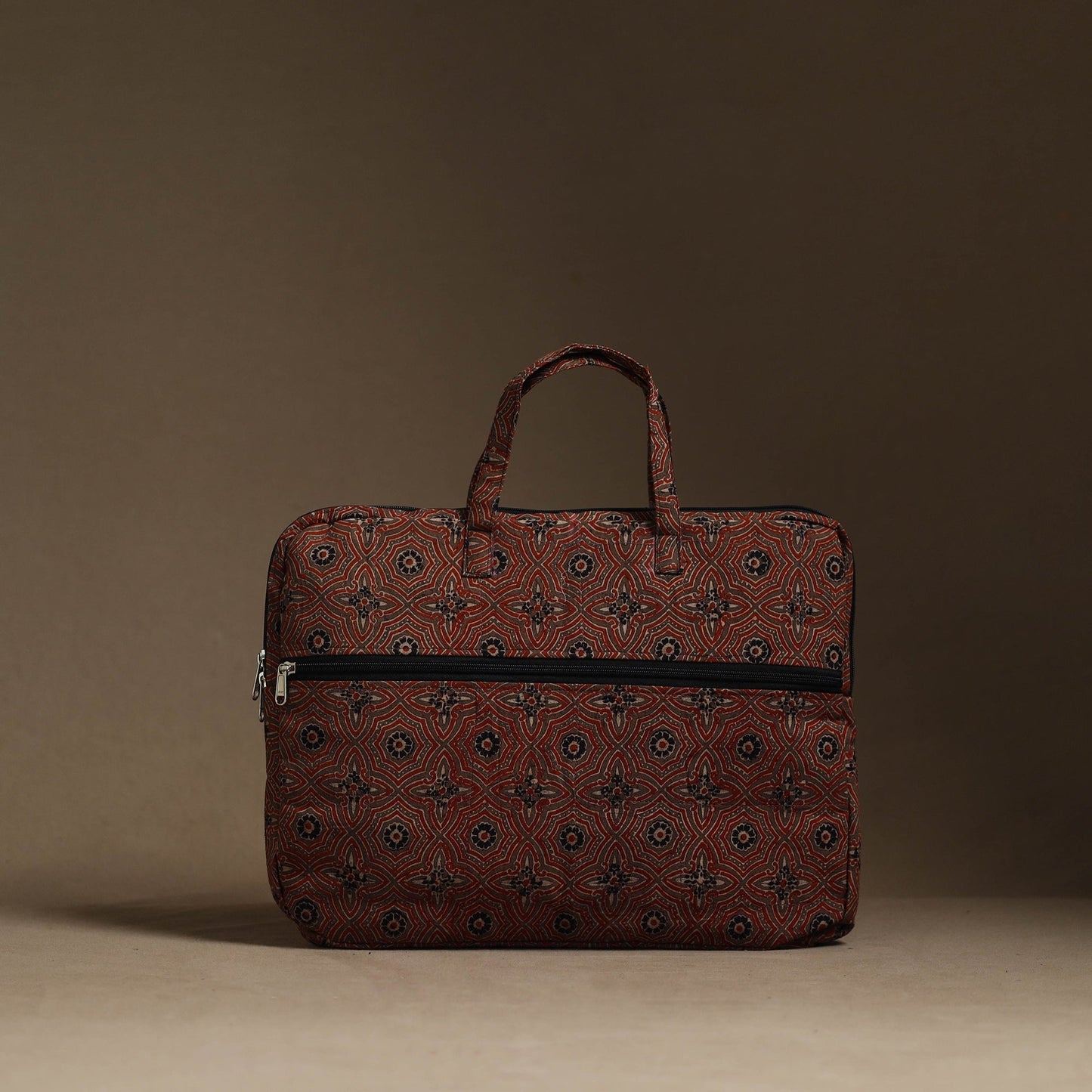 Brown Handmade Quilted Cotton Laptop Bag (13 x 16 in)