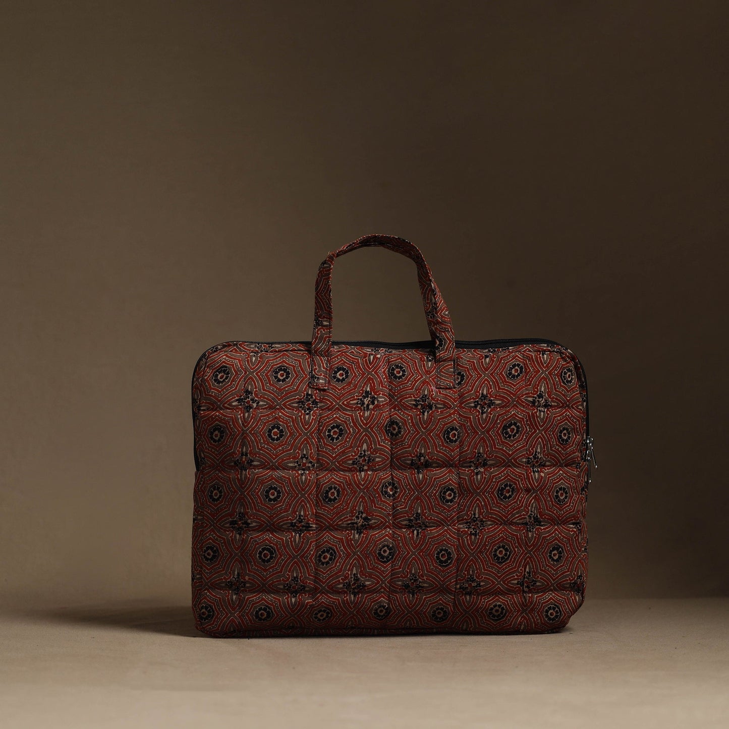 Brown Handmade Quilted Cotton Laptop Bag (13 x 16 in)