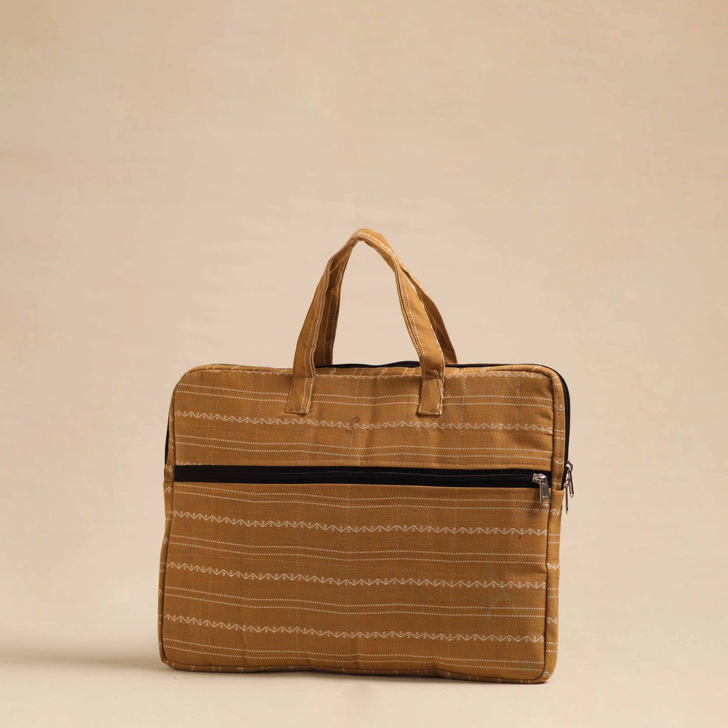 Brown Handmade Quilted Cotton Laptop Bag