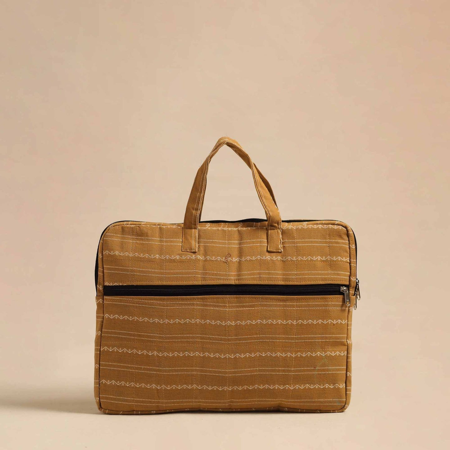 Brown Handmade Quilted Cotton Laptop Bag