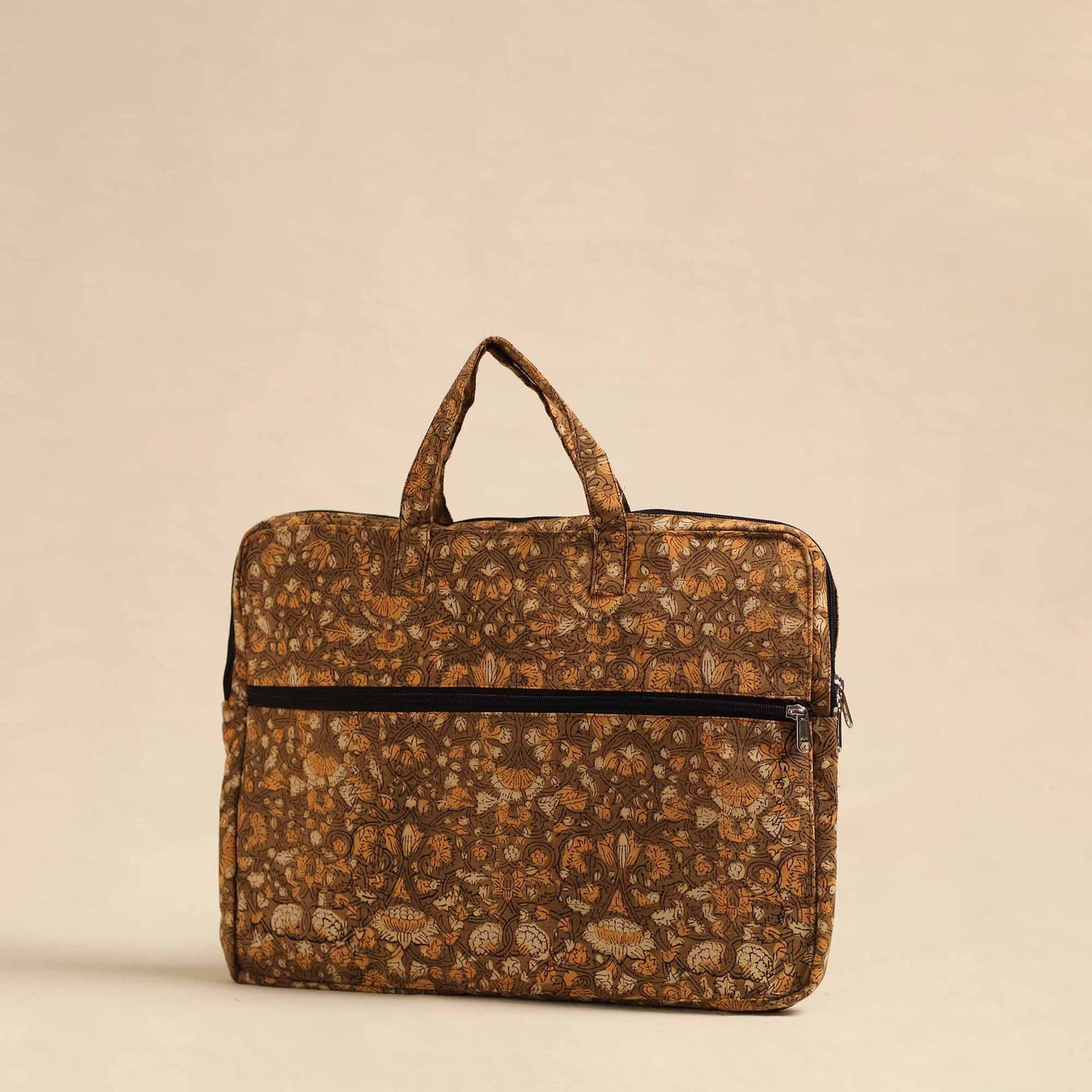 Brown Handmade Quilted Cotton Laptop Bag