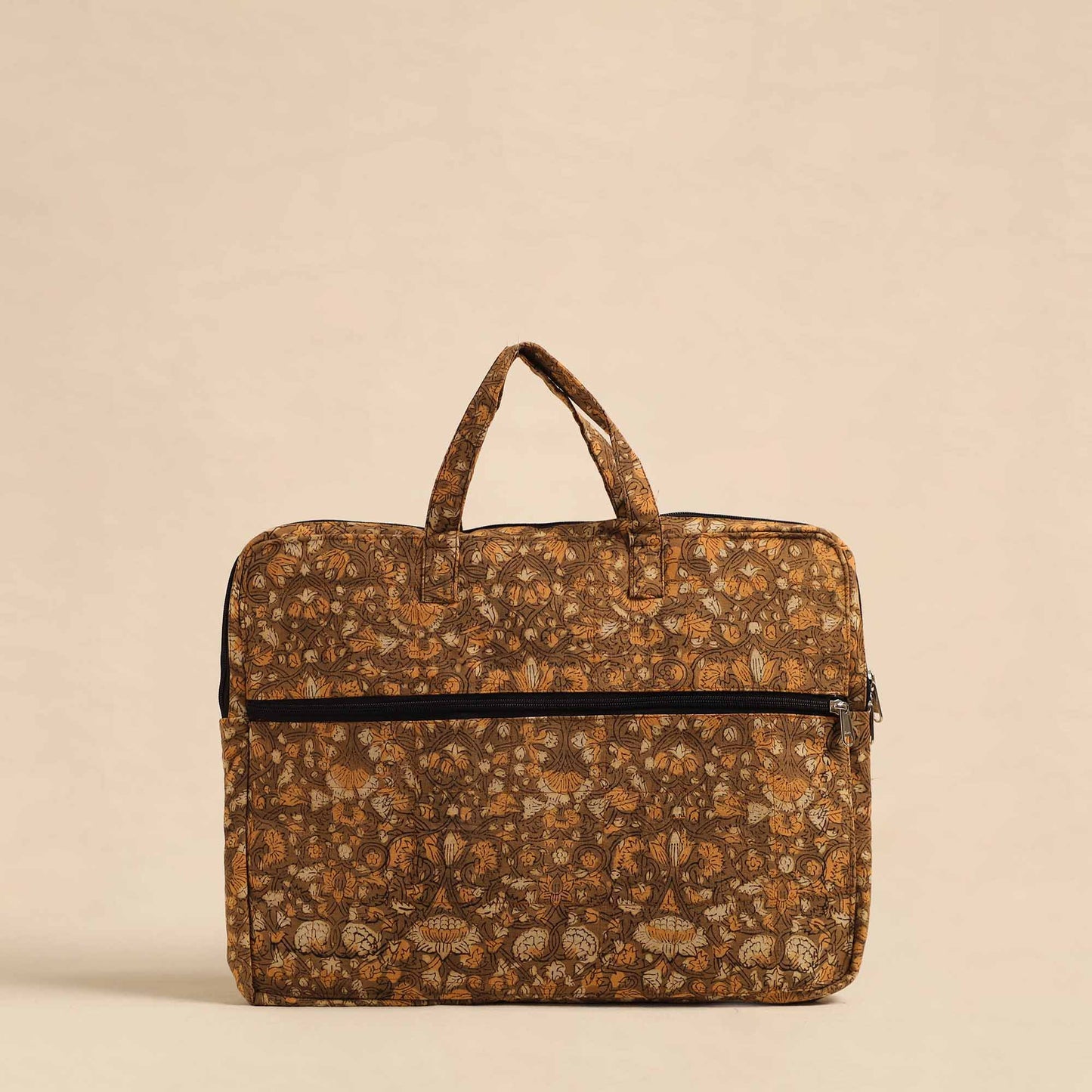 Brown Handmade Quilted Cotton Laptop Bag