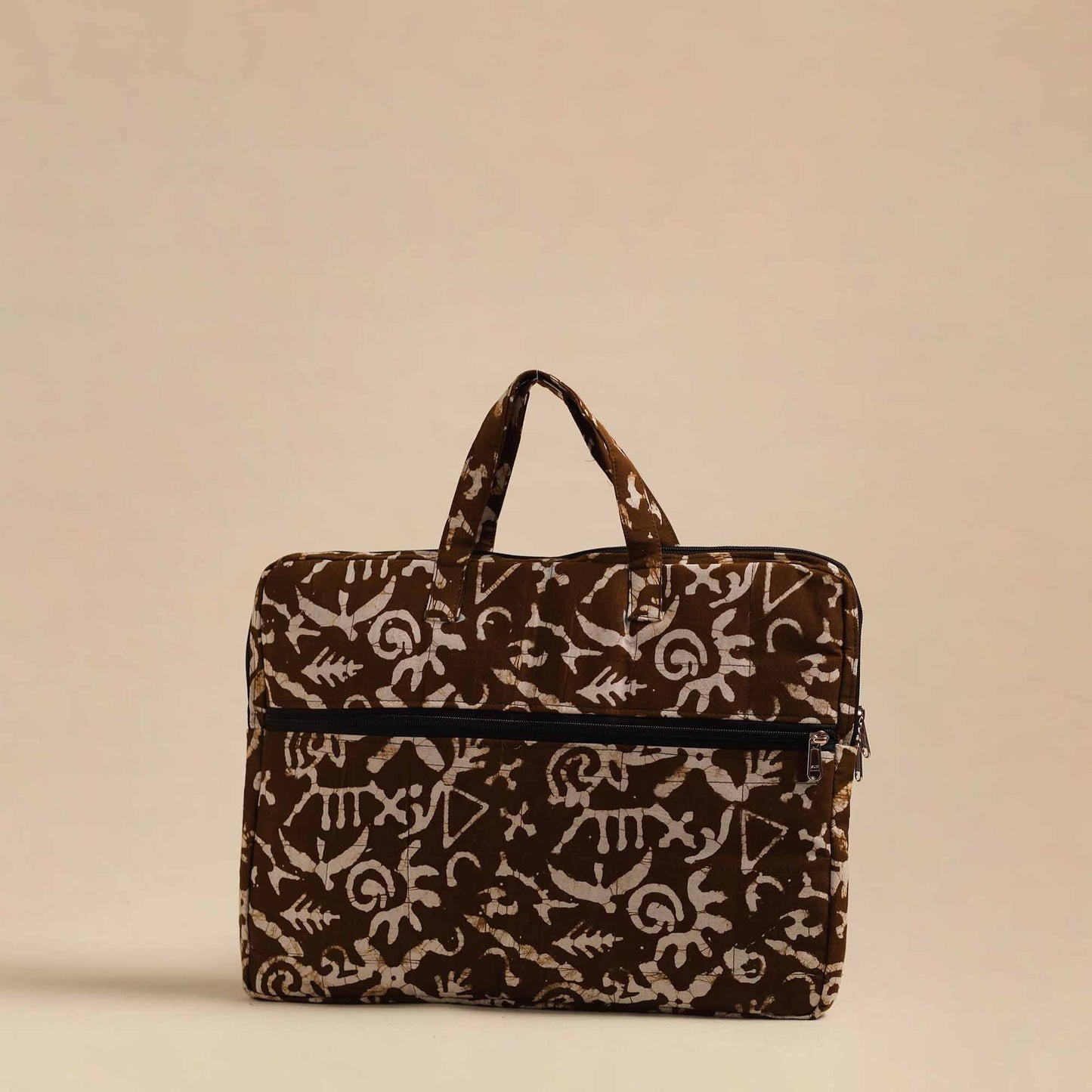 Brown Handmade Quilted Cotton Laptop Bag