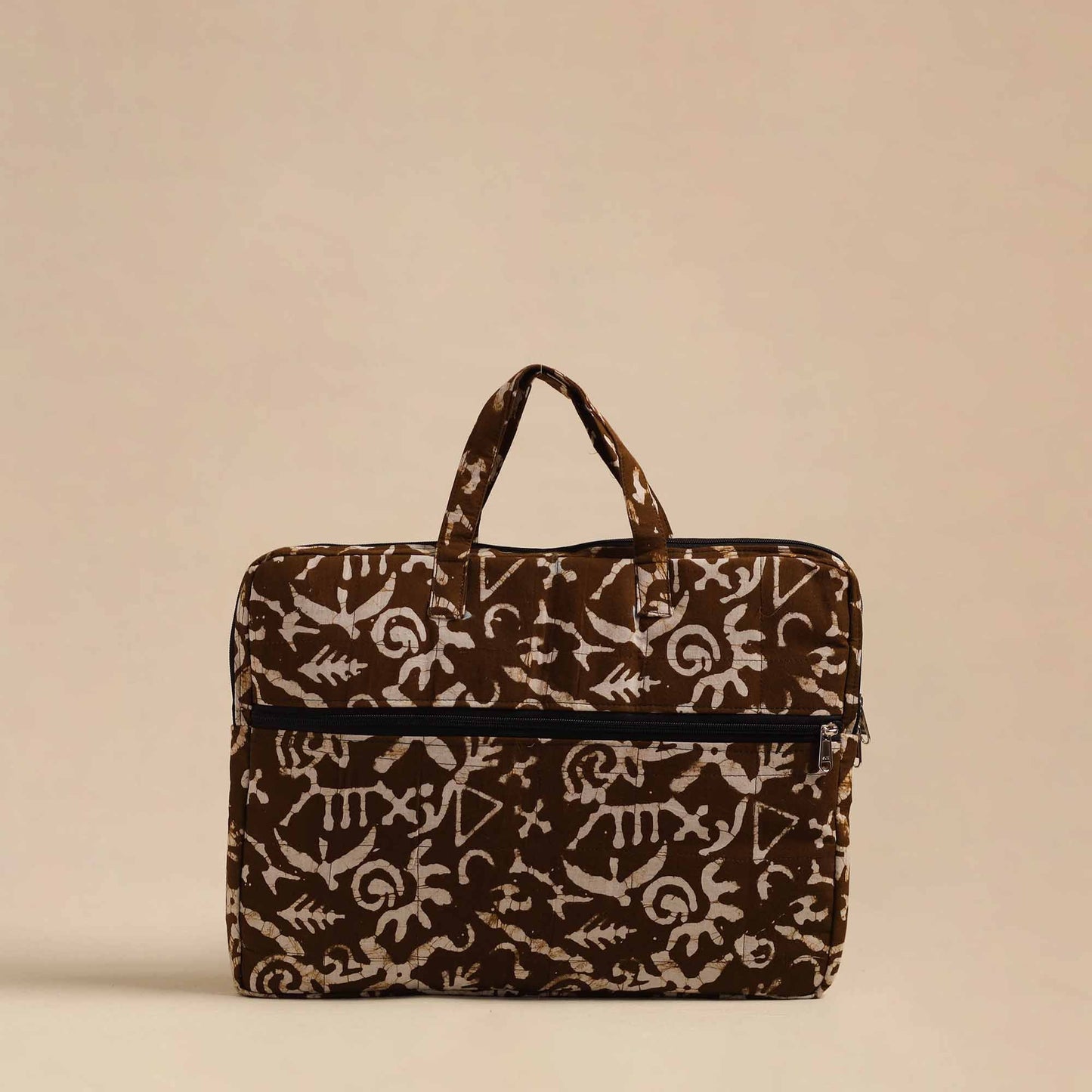 Brown Handmade Quilted Cotton Laptop Bag