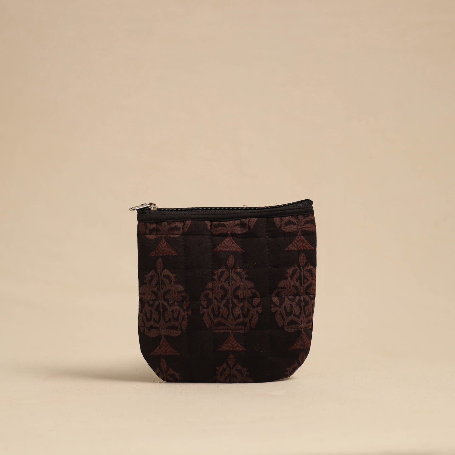 Brown Handmade Quilted Cotton Utility Pouch