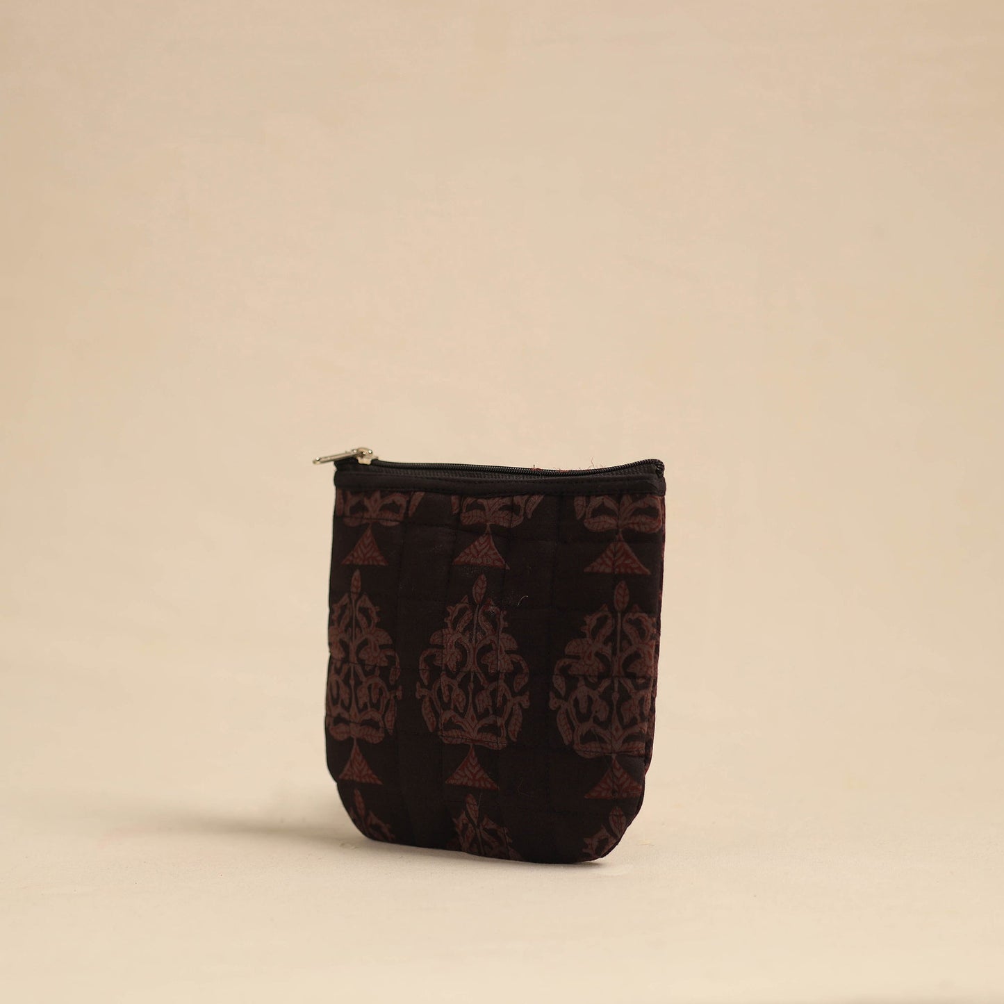 Brown Handmade Quilted Cotton Utility Pouch
