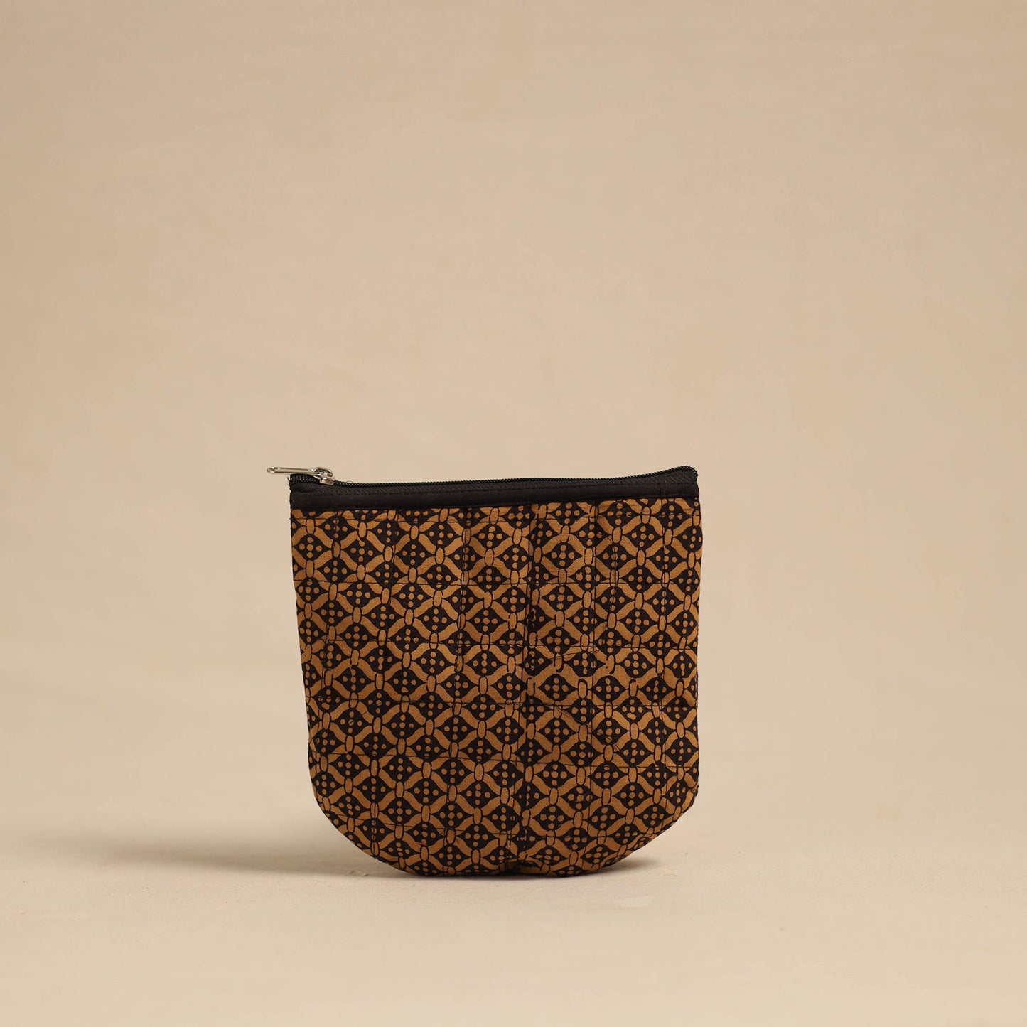 Brown Handmade Quilted Cotton Utility Pouch