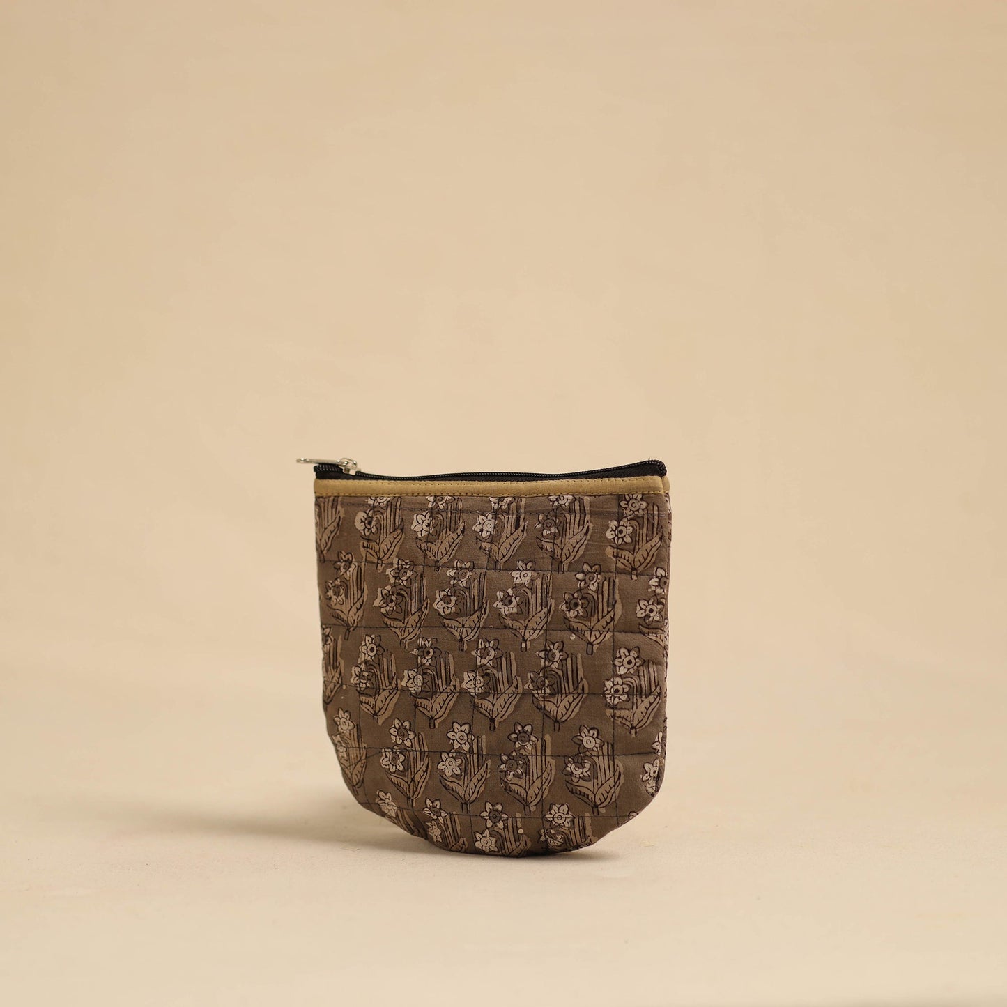 Brown Handmade Quilted Cotton Utility Pouch
