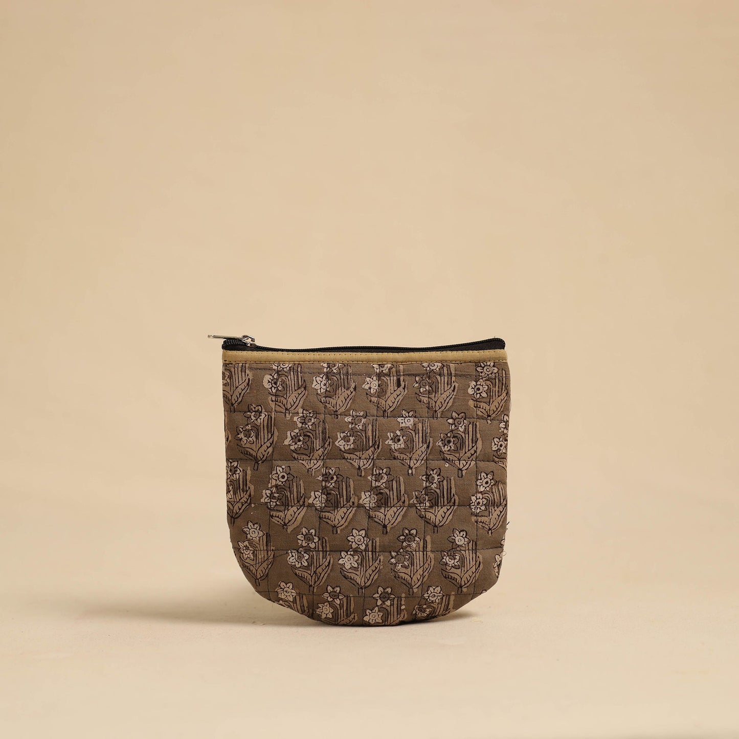Brown Handmade Quilted Cotton Utility Pouch