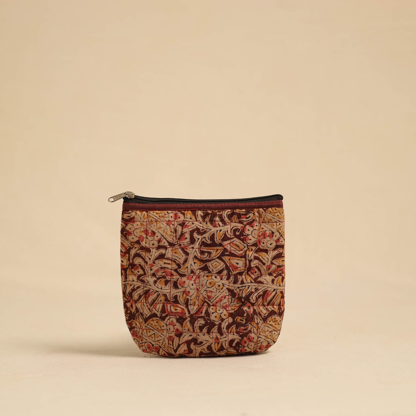 Brown Handmade Quilted Cotton Utility Pouch