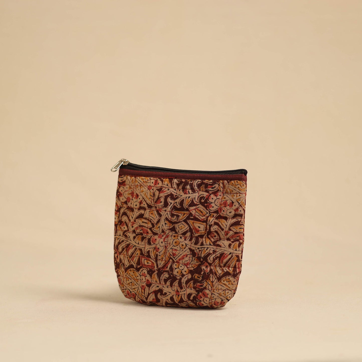 Brown Handmade Quilted Cotton Utility Pouch