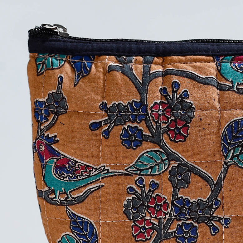 Handmade Quilted Kalamkari Printed Utility Pouch 01